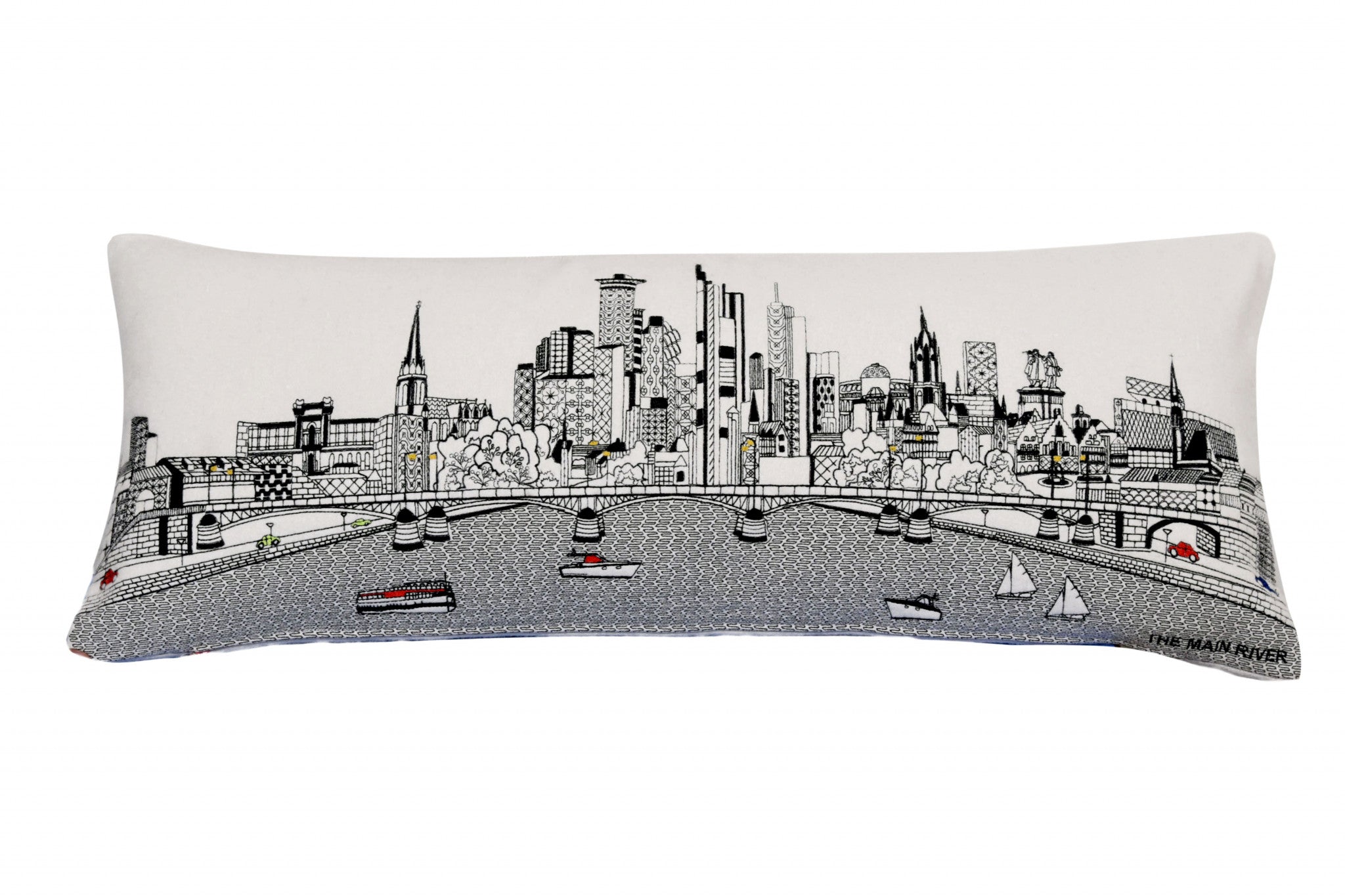 35" White Frankfurt Daylight Skyline Lumbar Decorative Pillow