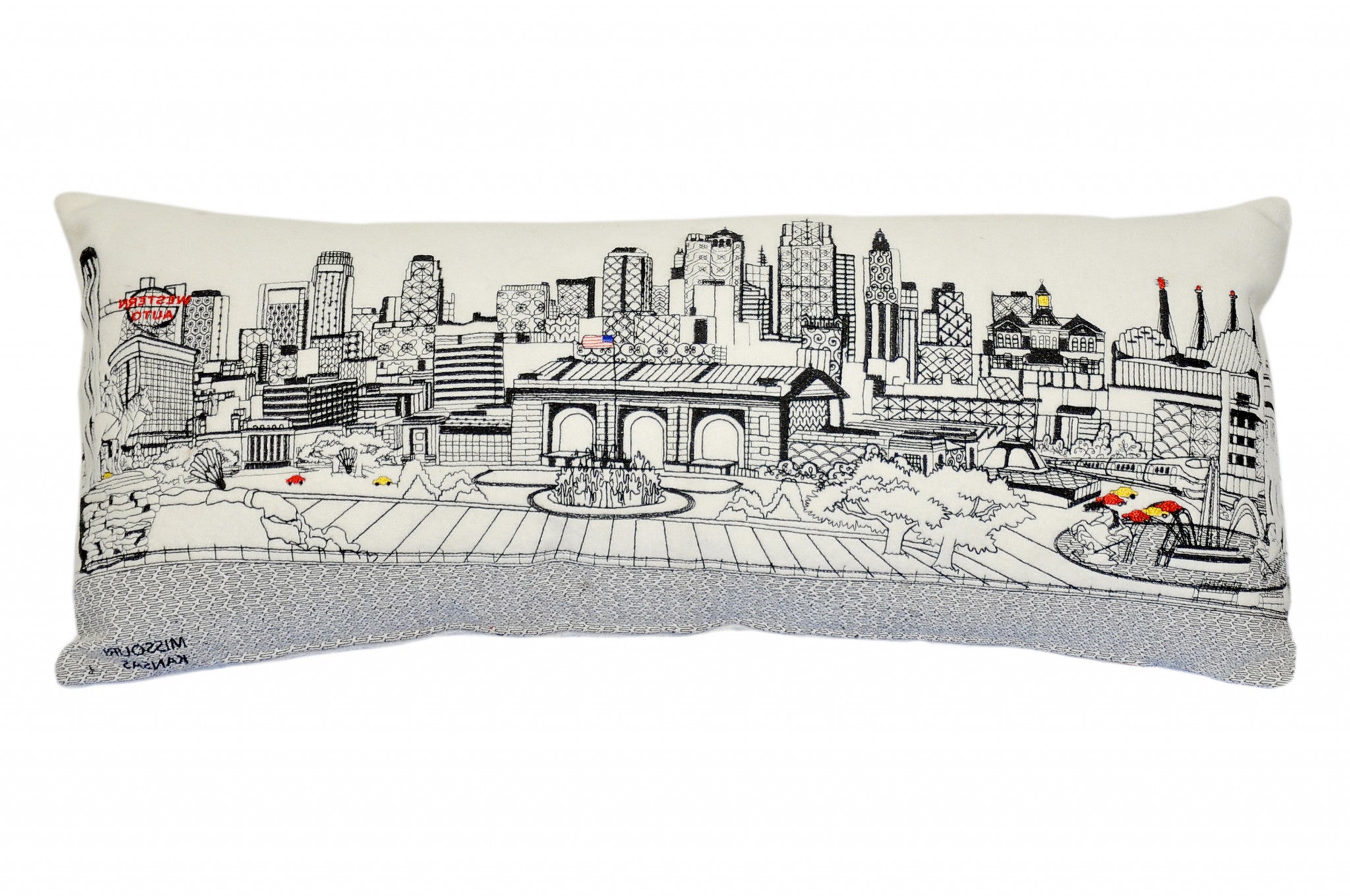 35" White Kansas City Daylight Skyline Lumbar Decorative Pillow