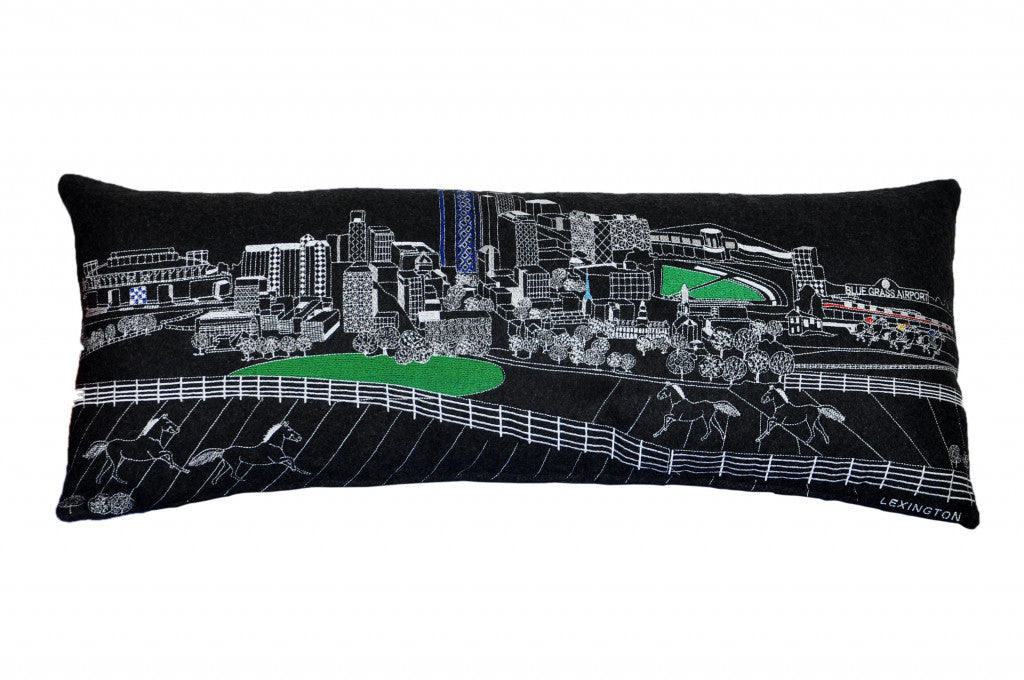 35" Black Lexington Nighttime Skyline Lumbar Decorative Pillow