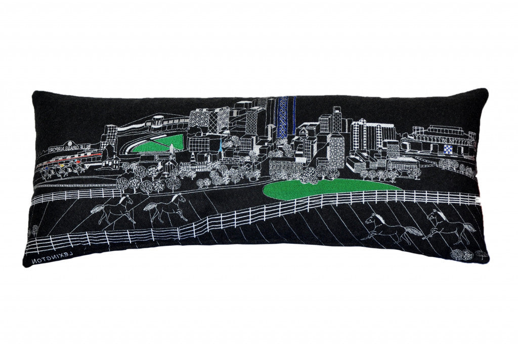 35" Black Lexington Nighttime Skyline Lumbar Decorative Pillow