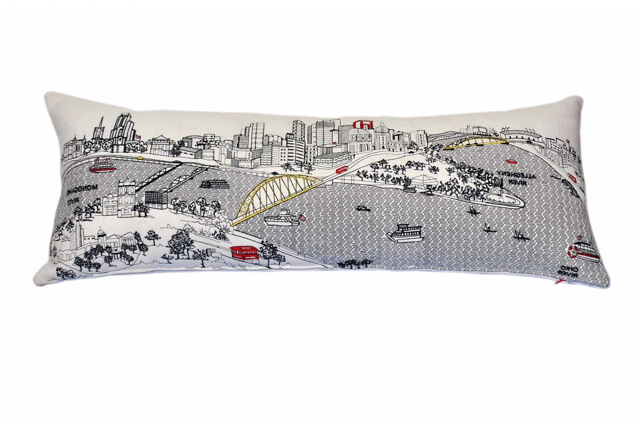 35" White Pittsburgh Daylight Skyline Lumbar Decorative Pillow