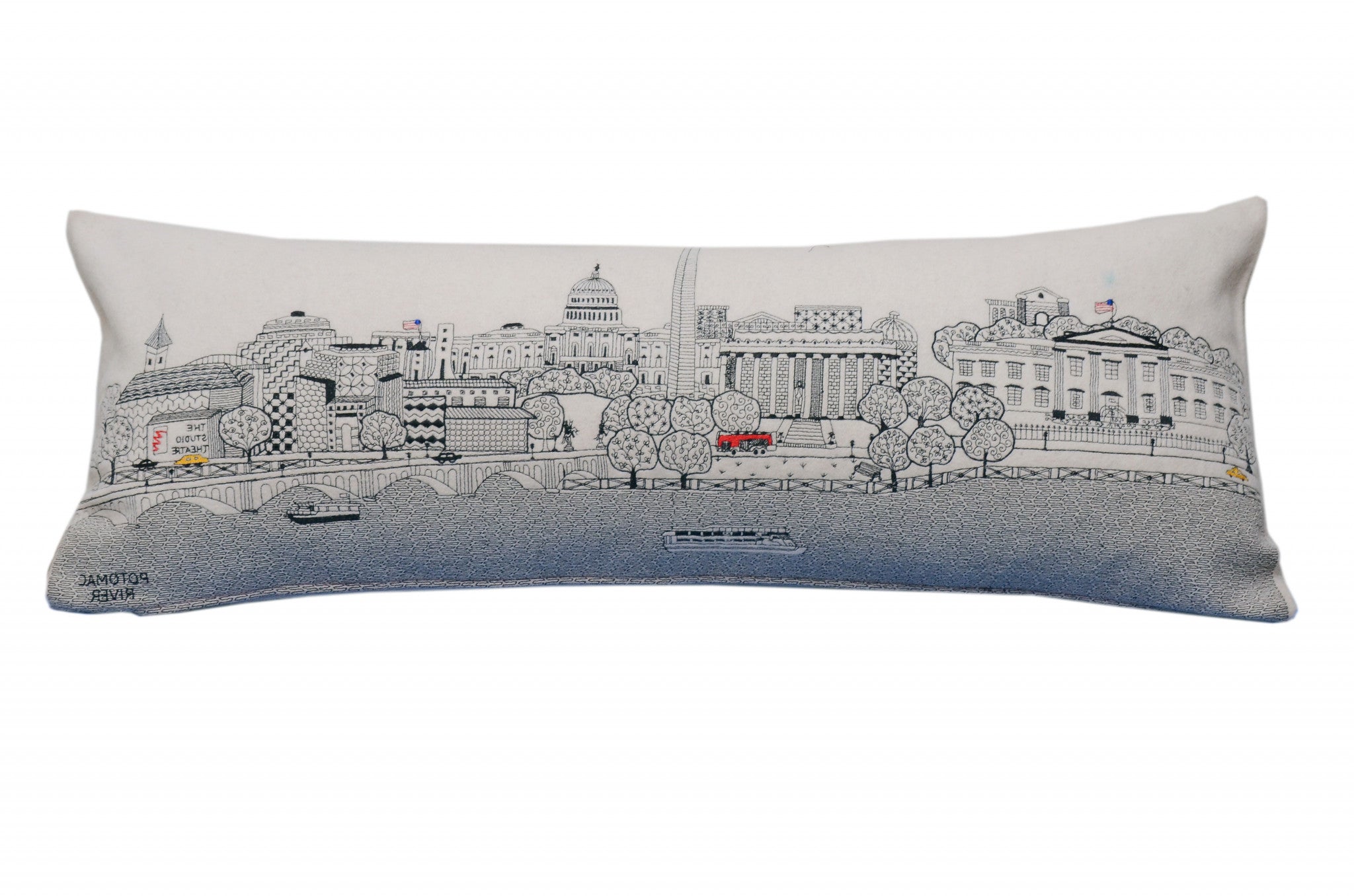 35" White Washington DC Daylight Skyline Lumbar Decorative Pillow