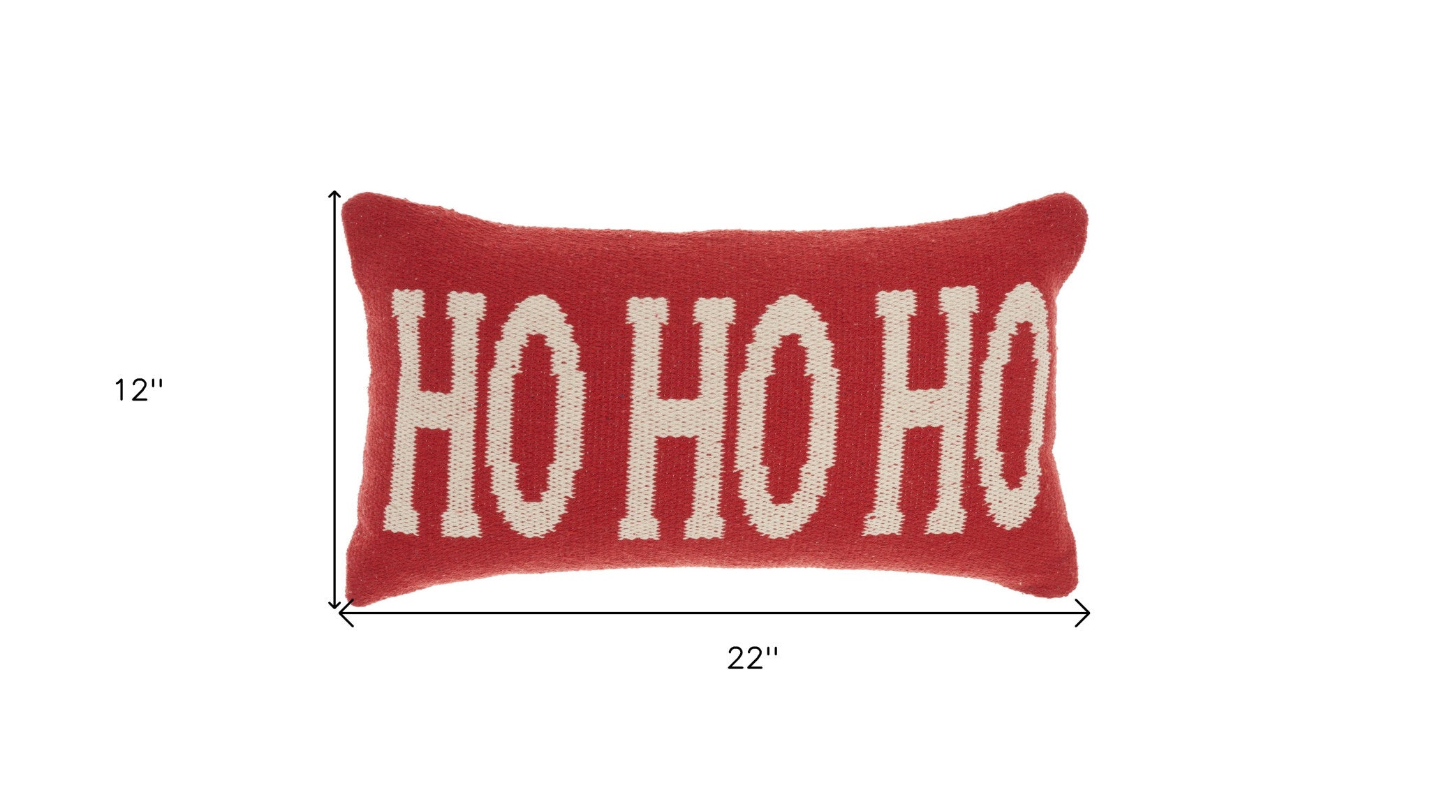 12" X 22" Red Zippered Handmade 100% Cotton Christmas Throw Pillow