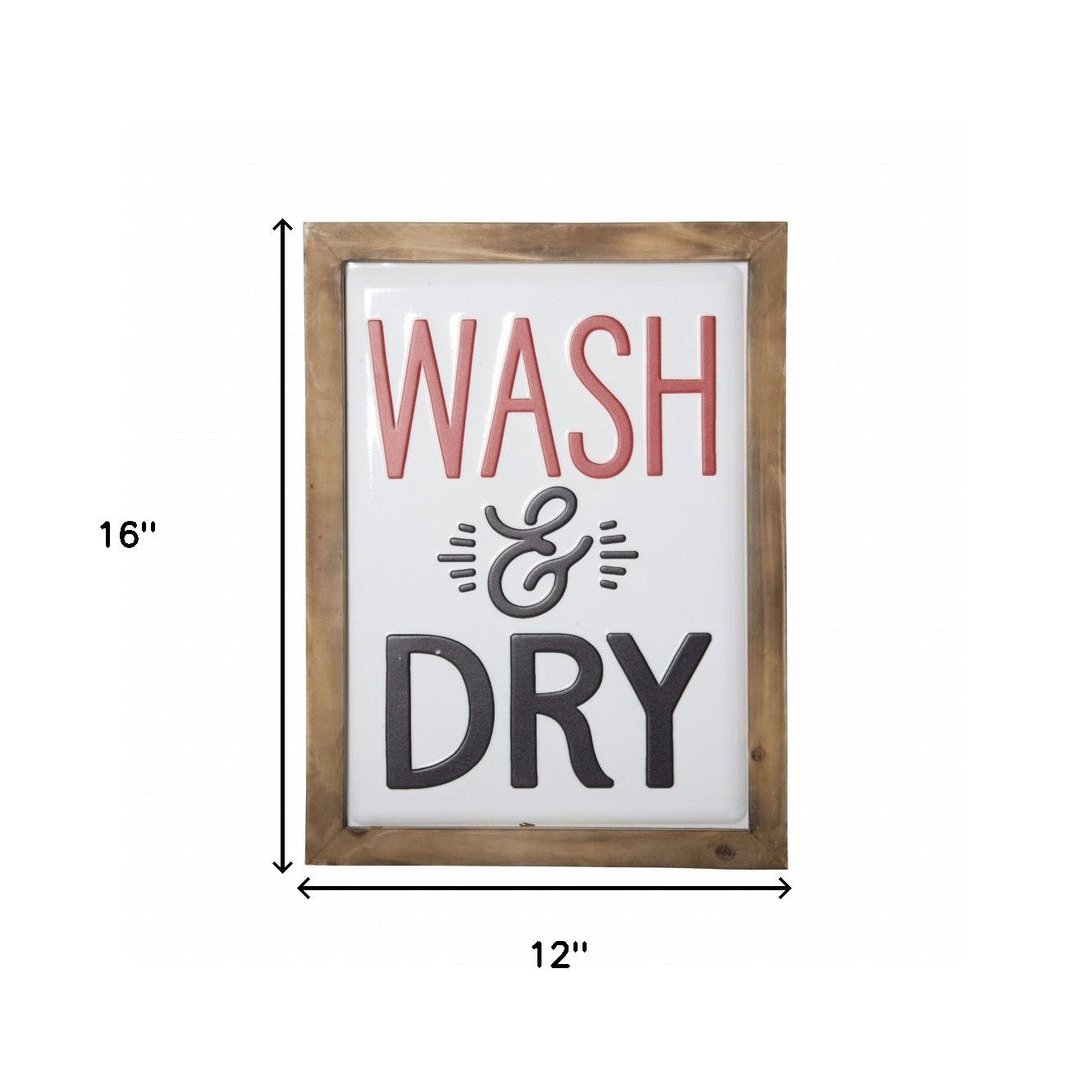 Black and Red Metal Wash and Dry Laundry Room Wall Decor