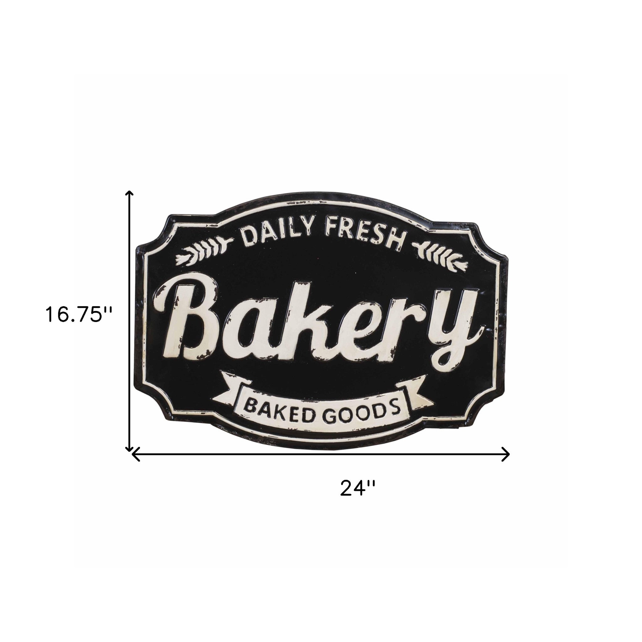 Black And White Metal Bakery Kitchen Wall Decor