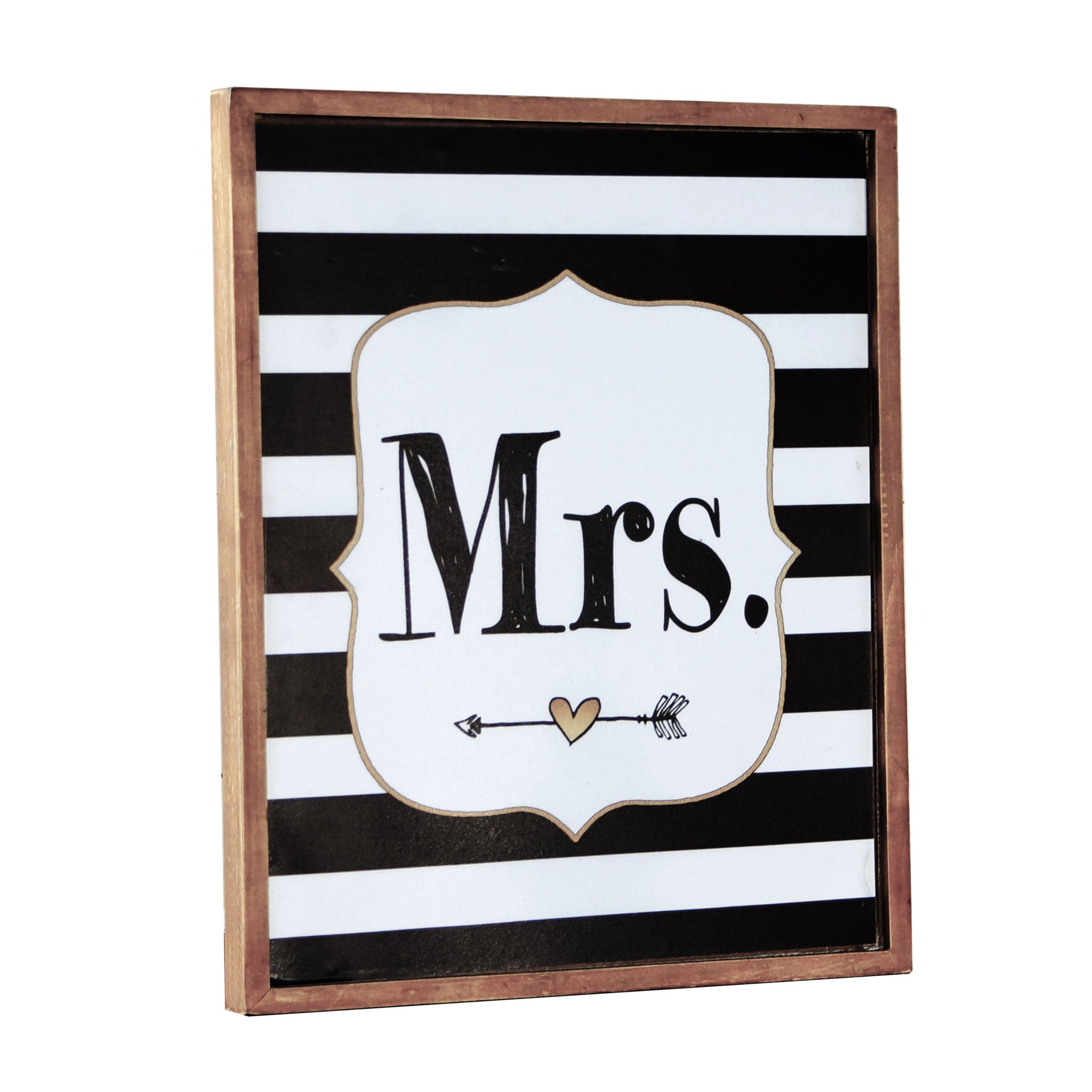 Black and White Handcrafted and Rustic Mrs Wall Decor