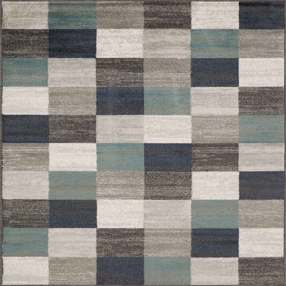 5' X 8' Teal And Gray Geometric Power Loom Stain Resistant Area Rug