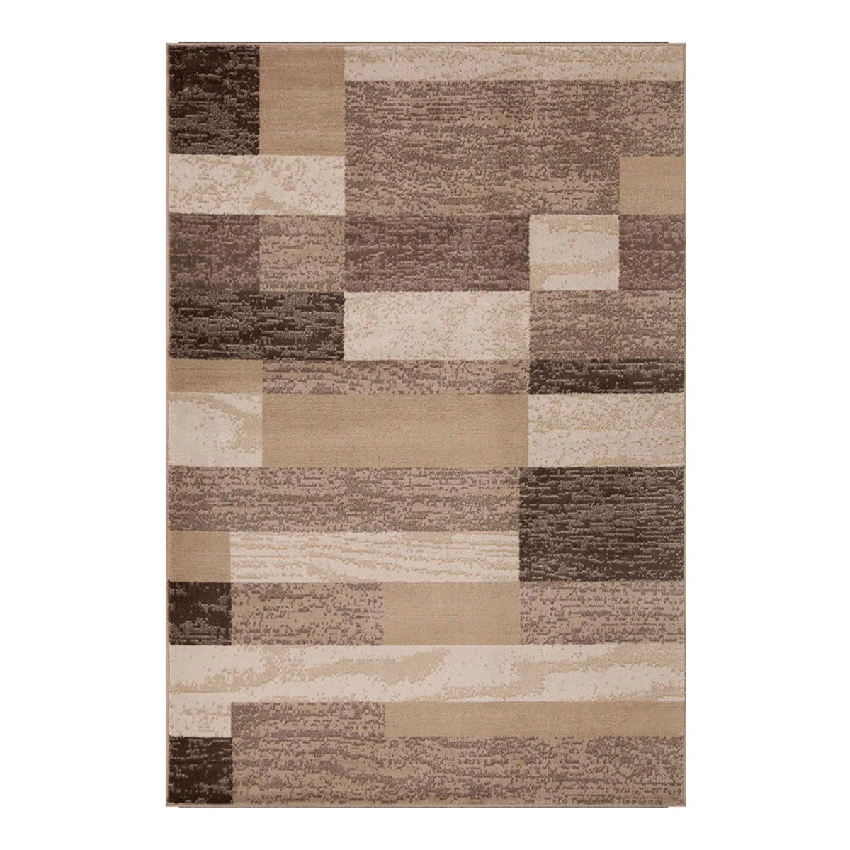 8' X 10' Beige Patchwork Power Loom Stain Resistant Area Rug