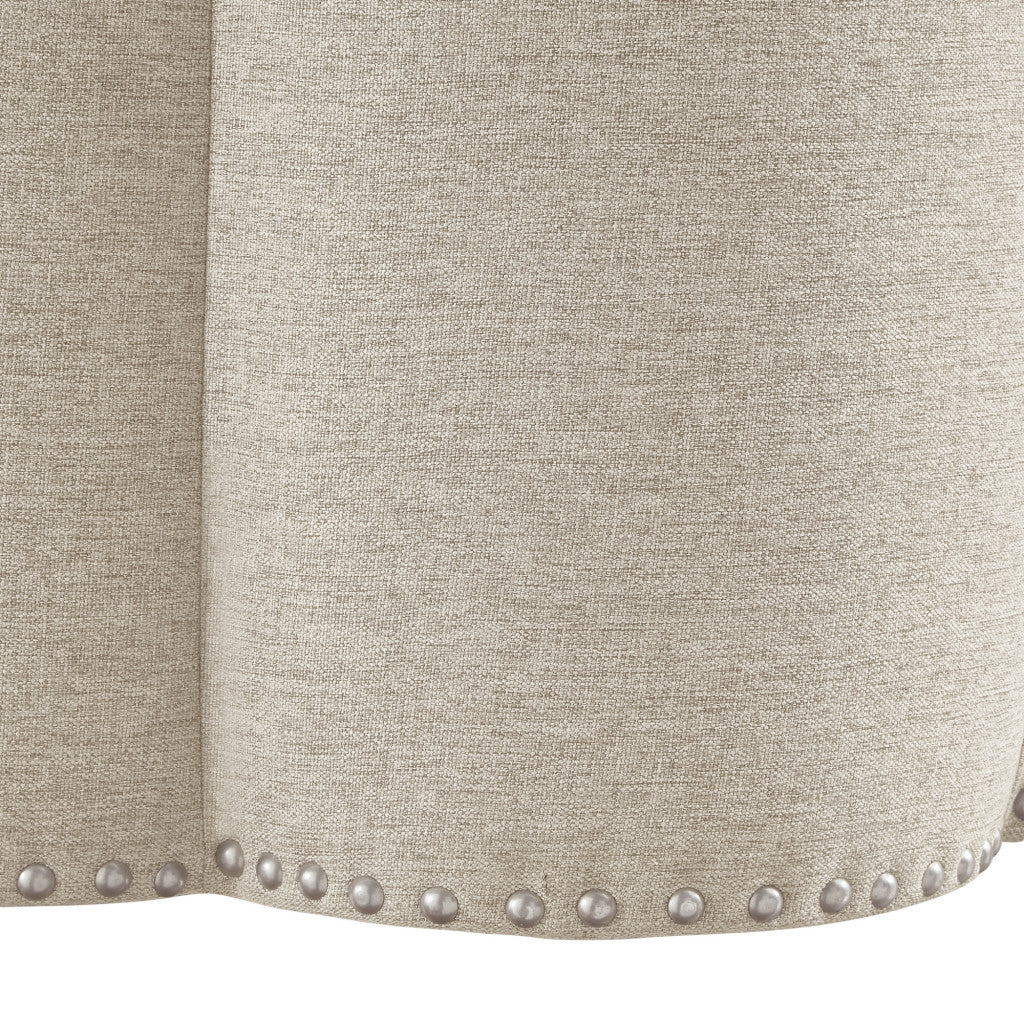 25" Beige Linen Specialty Ottoman