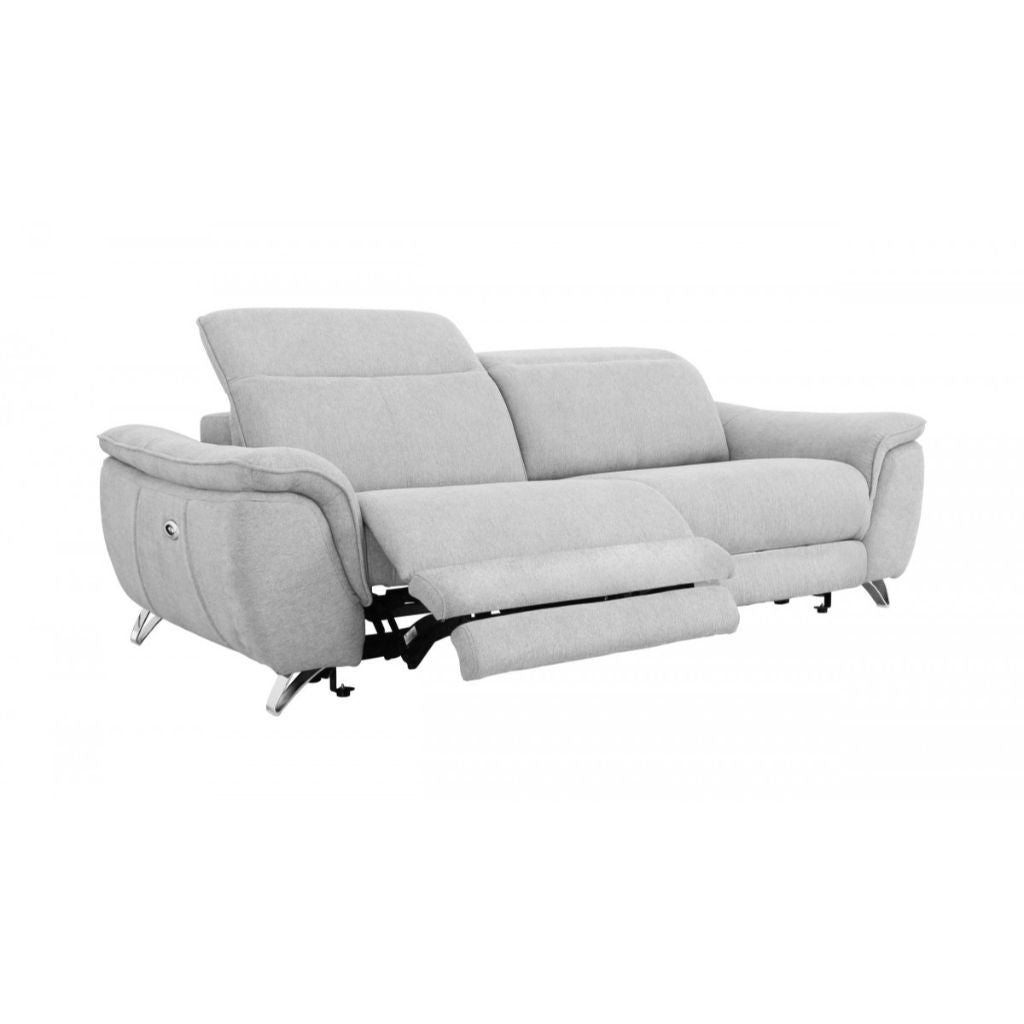 87" Gray And Silver Power Reclining Loveseat