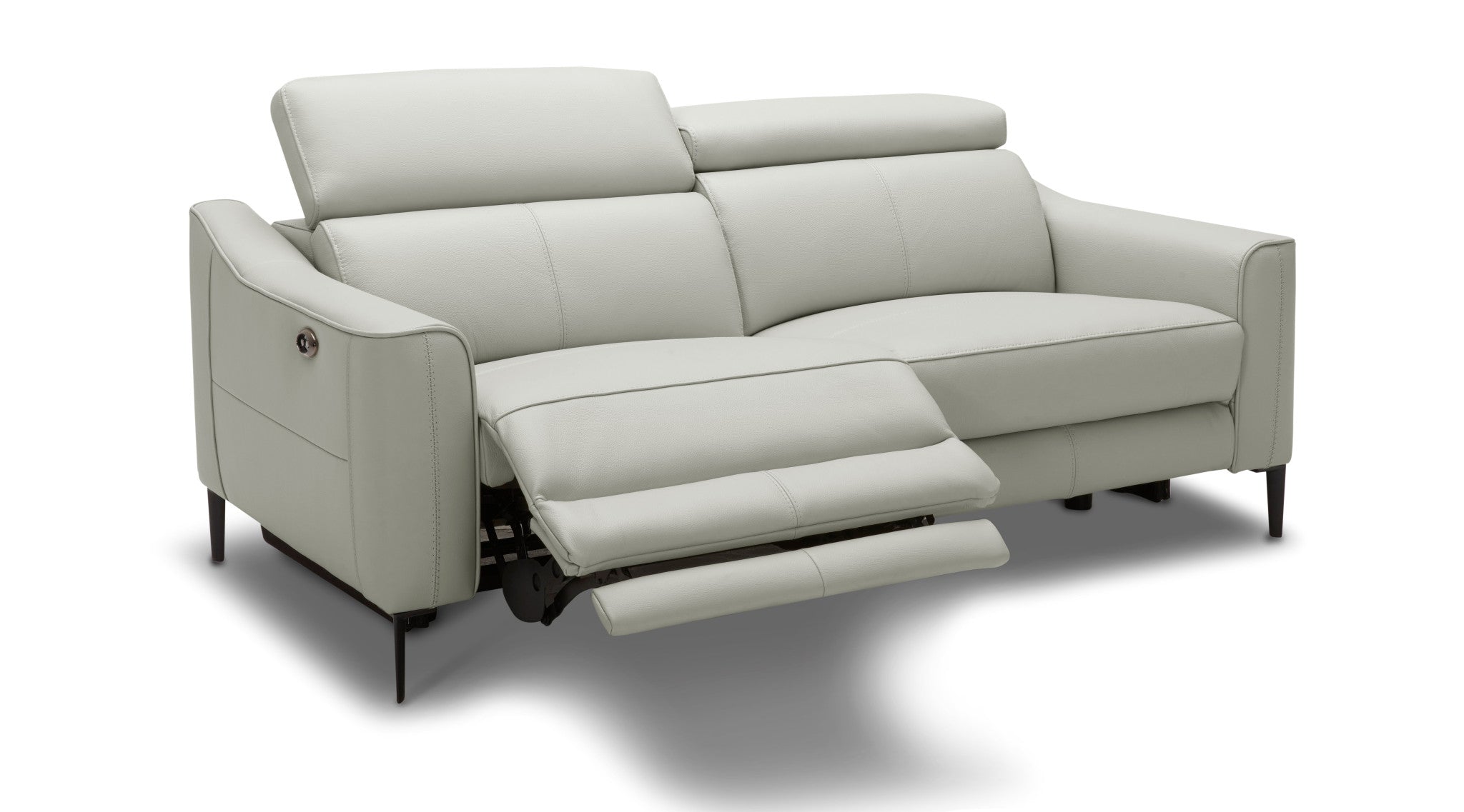 60" Gray And Black Top Grain Leather Power Reclining Love Seat