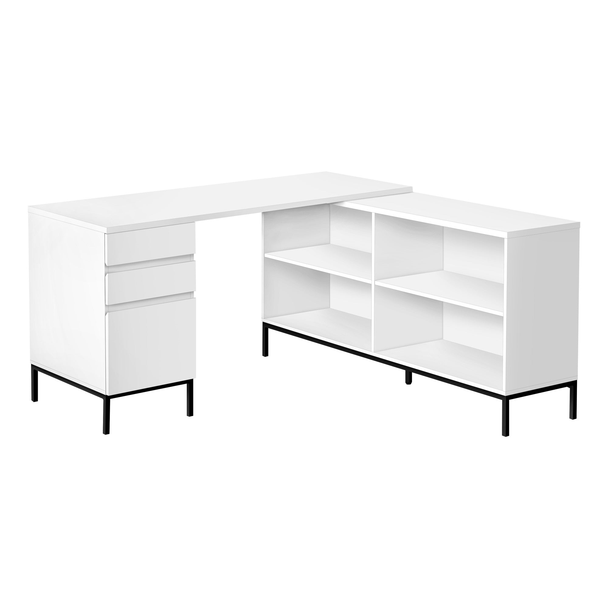 60" White and Black L Shape Computer Desk