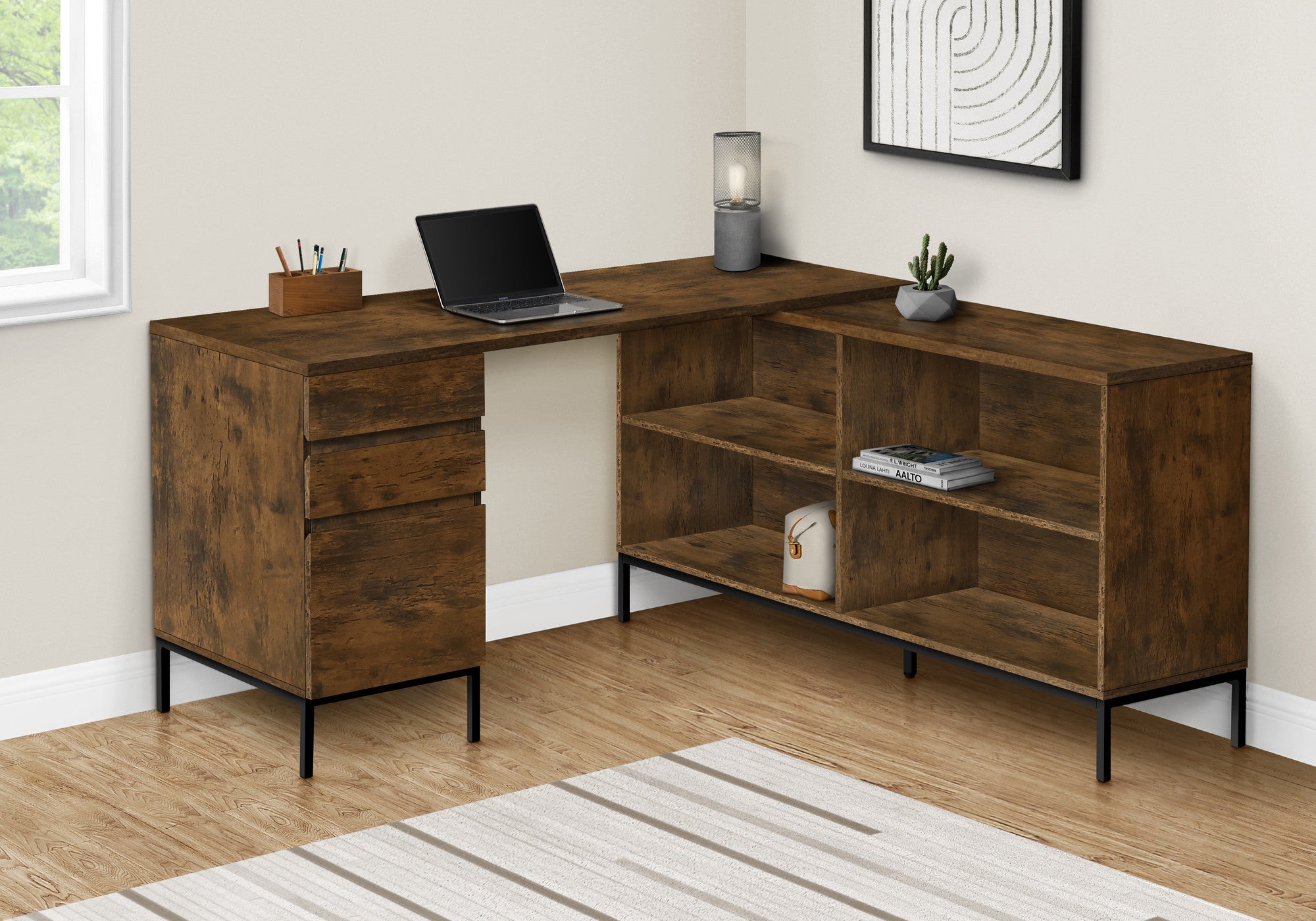 60" Brown and Black Computer Desk