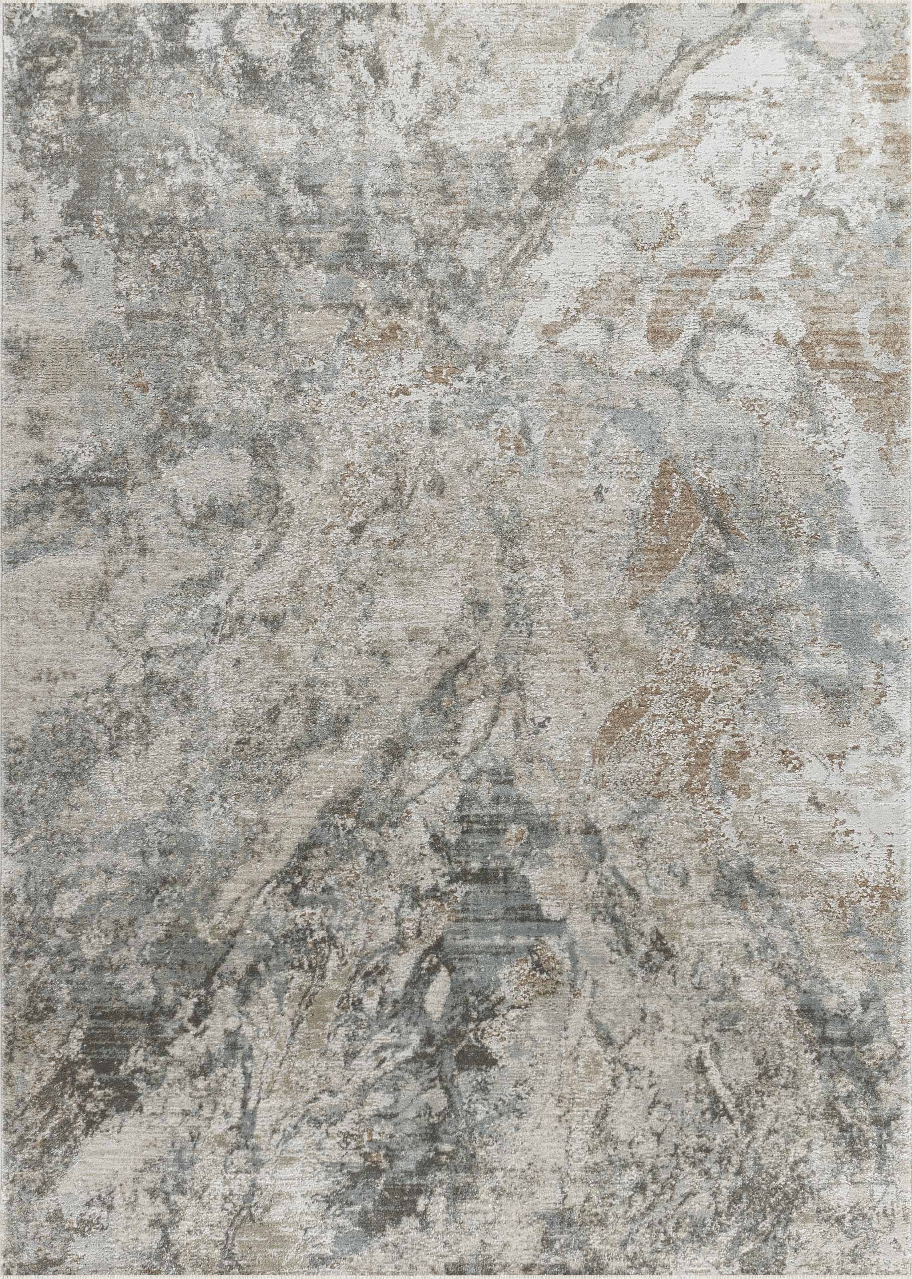 5' X 7' Beige Abstract Power Loom Area Rug