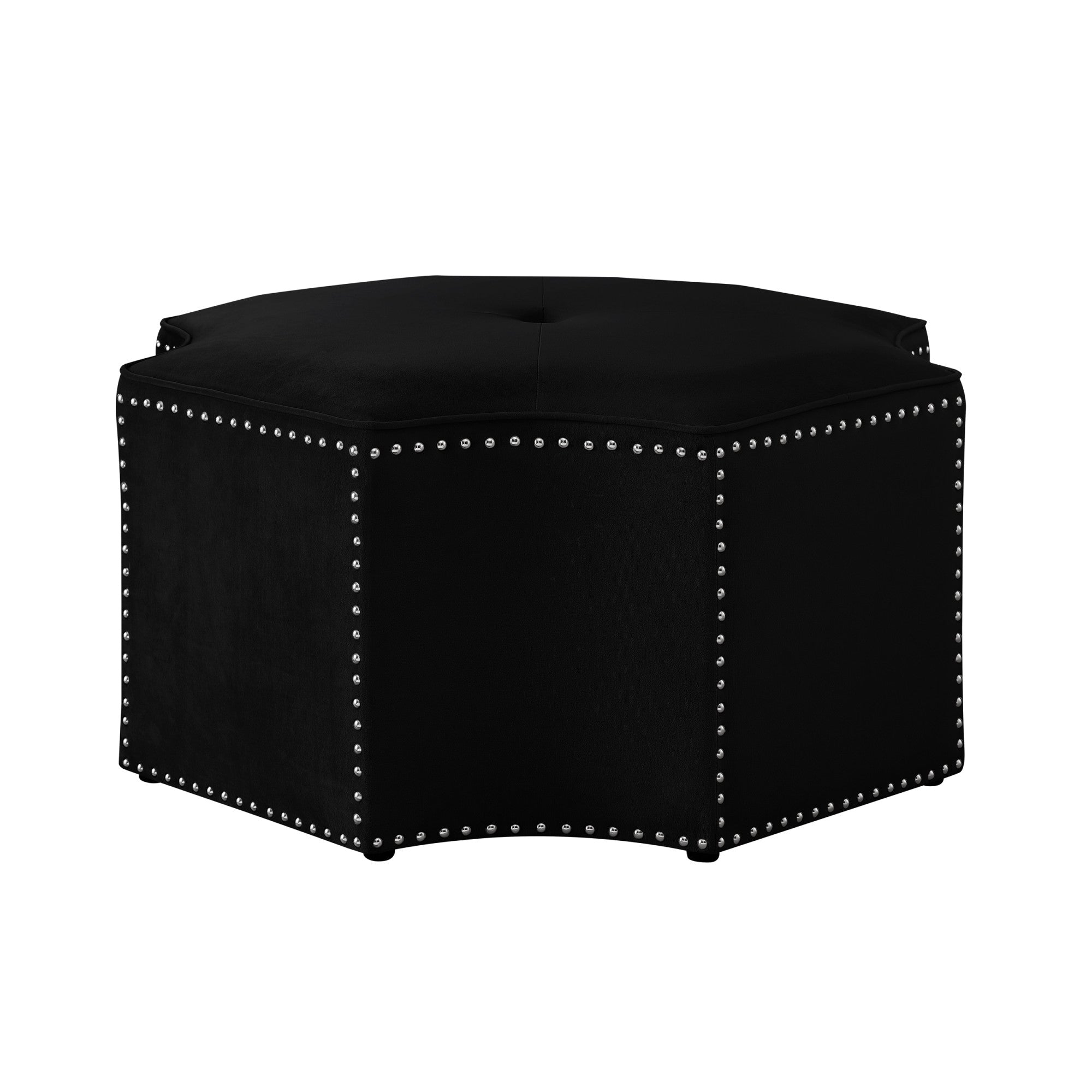 33" Black Velvet Specialty Cocktail Ottoman