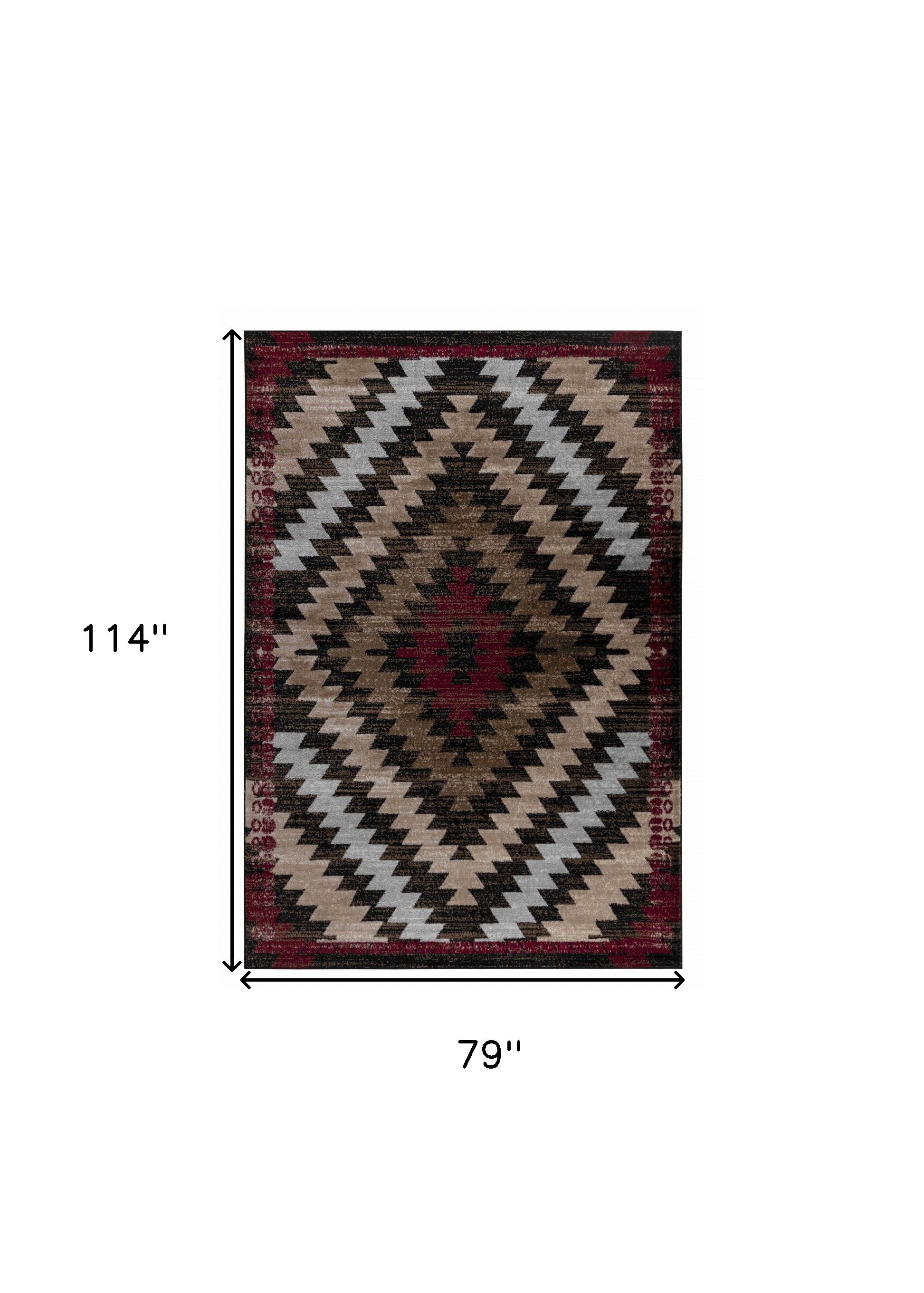 7' X 10' Brown Geometric Area Rug