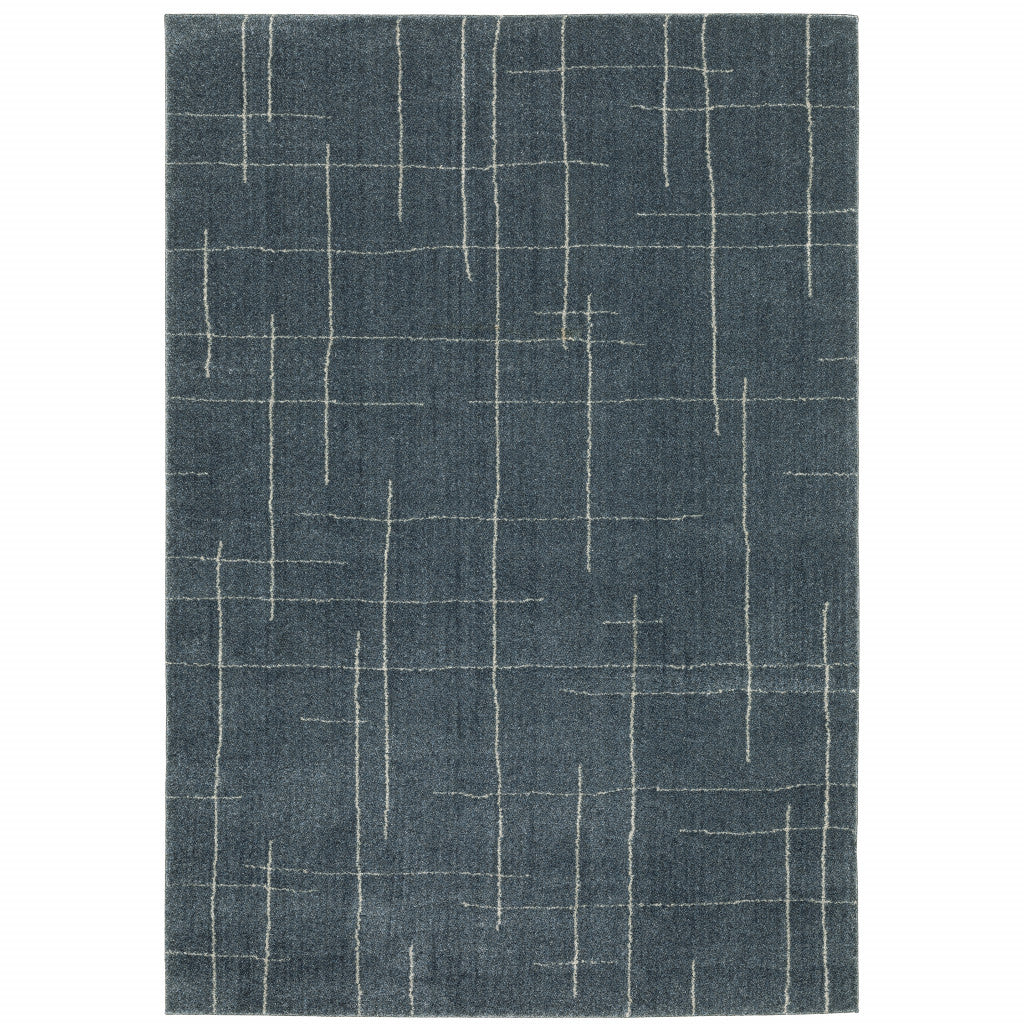 8' X 11' Blue And Grey Geometric Power Loom Stain Resistant Area Rug