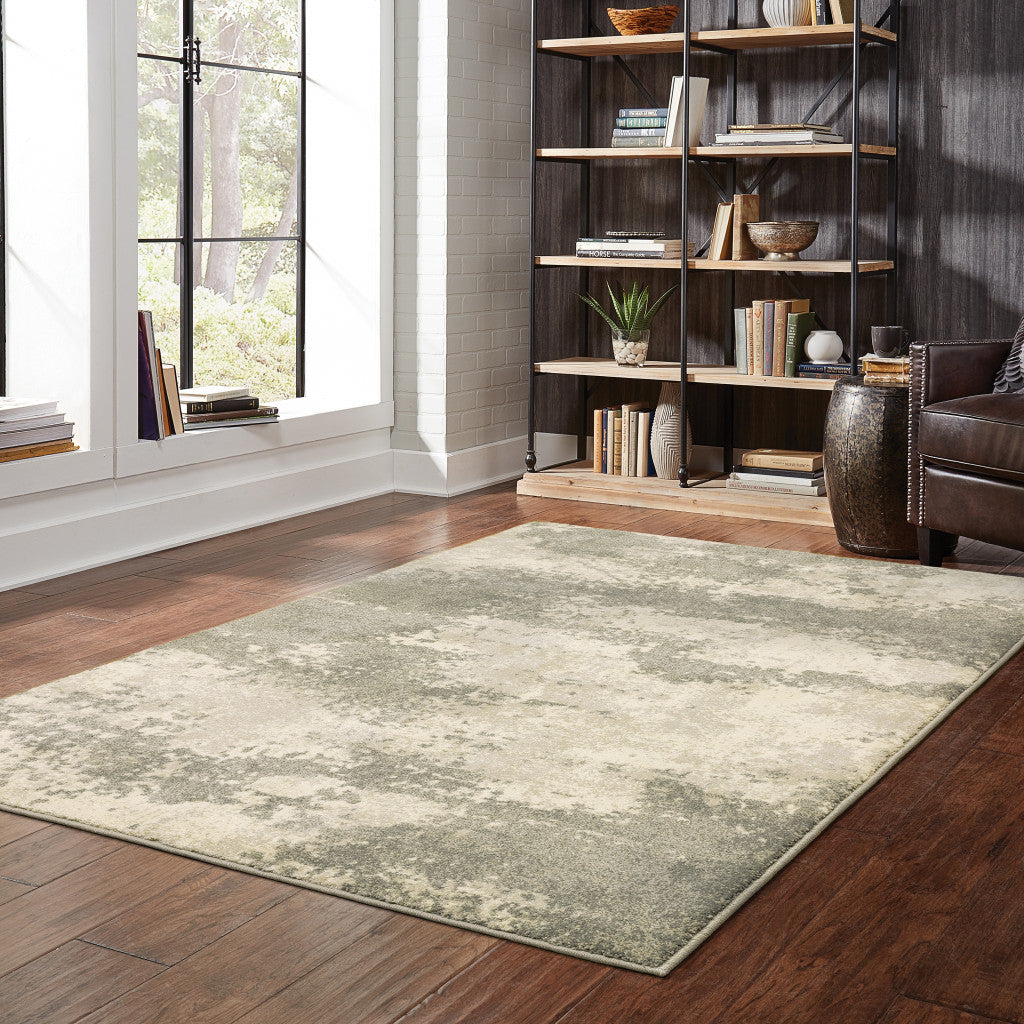 6' X 9' Beige And Grey Abstract Power Loom Stain Resistant Area Rug