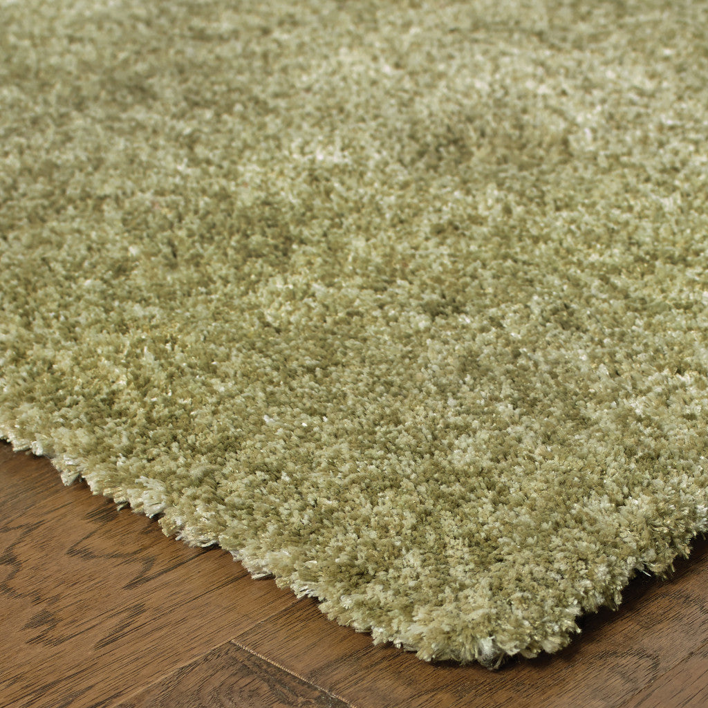 5' X 7' Olive Green Shag Tufted Handmade Stain Resistant Area Rug