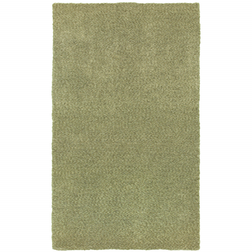 6' X 9' Olive Green Shag Tufted Handmade Stain Resistant Area Rug