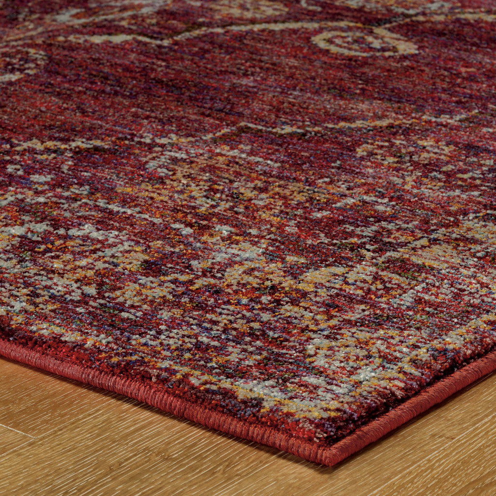 10' X 13' Red And Gold Oriental Power Loom Stain Resistant Area Rug