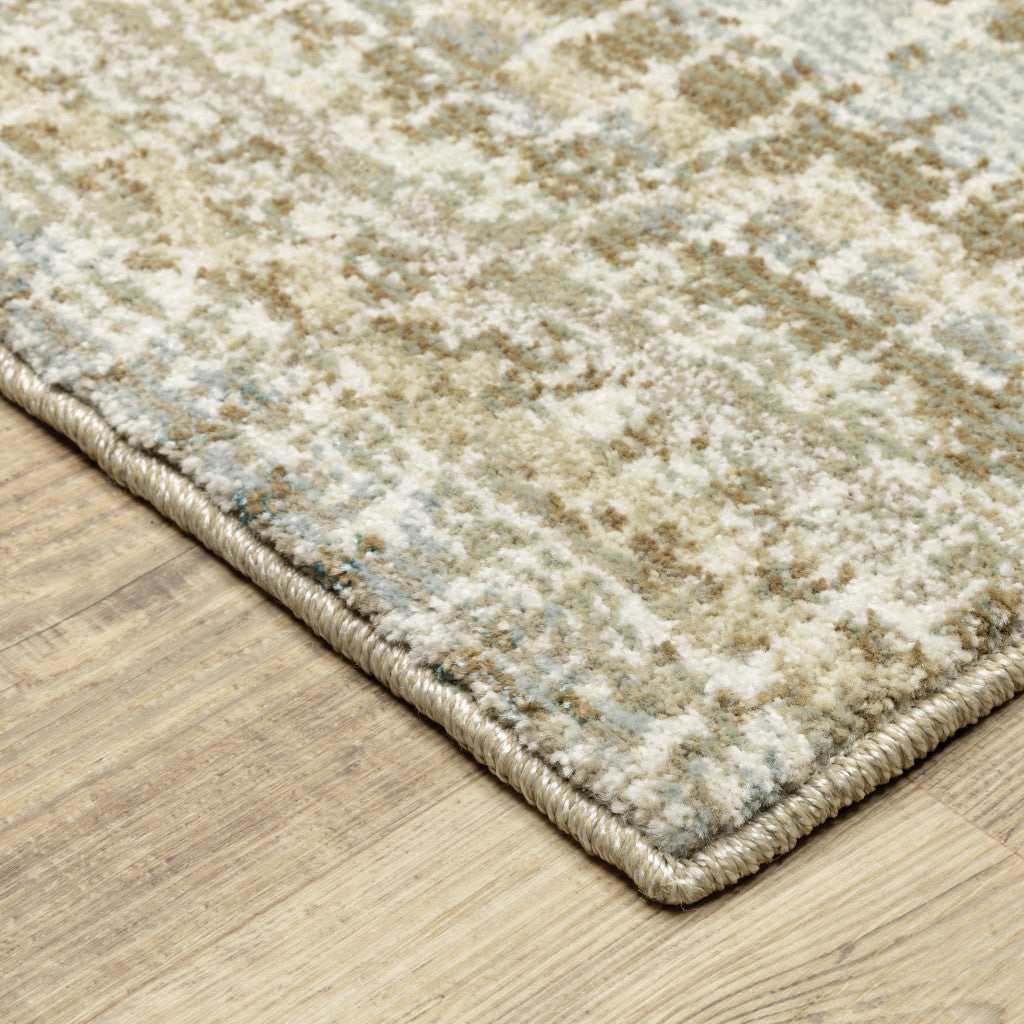 2' X 3' Ivory Grey Tan And Brown Abstract Power Loom Stain Resistant Area Rug