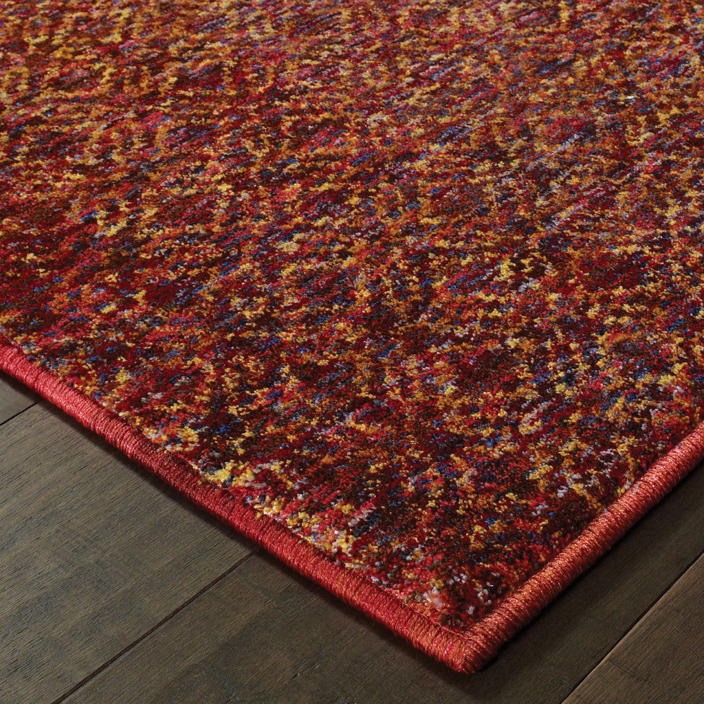 5' X 7' Red Gold And Blue Geometric Power Loom Stain Resistant Area Rug