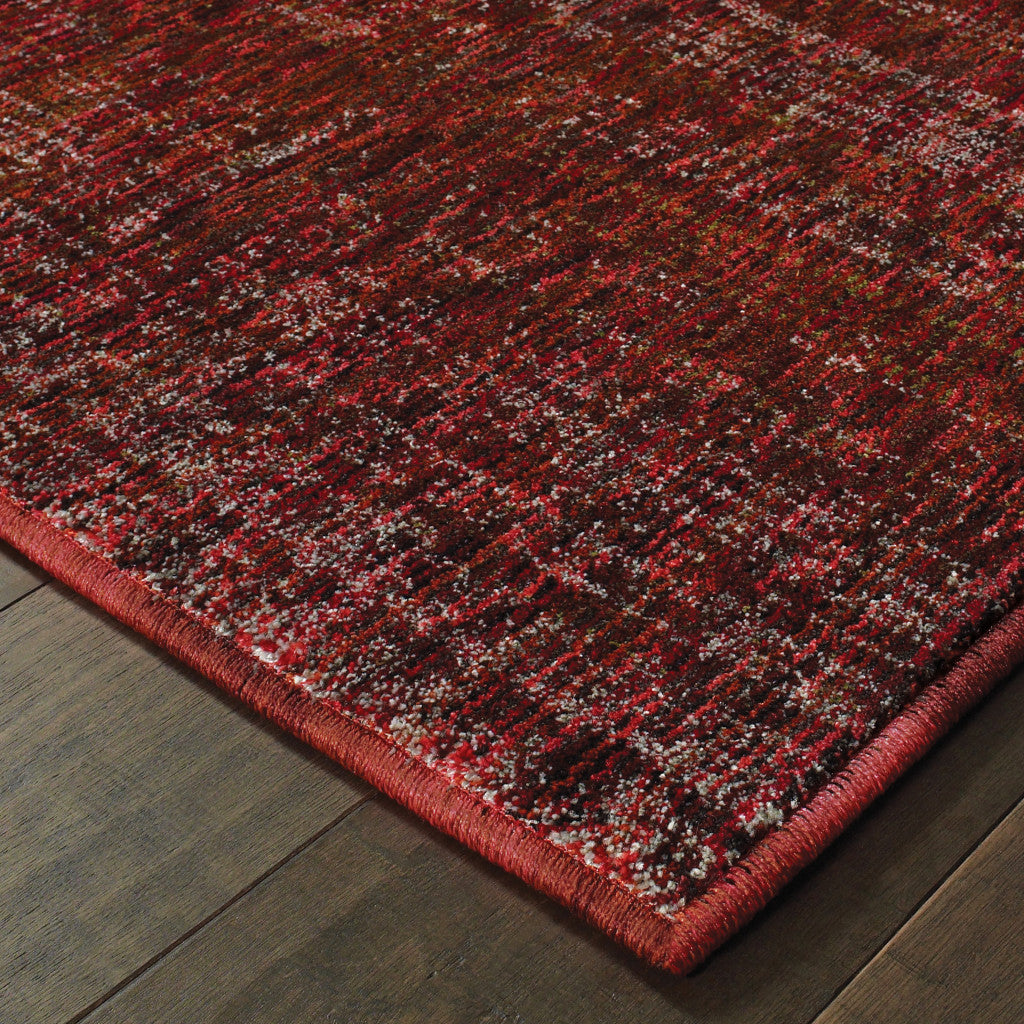 2' X 8' Red Grey Deep And Charcoal Power Loom Stain Resistant Runner Rug