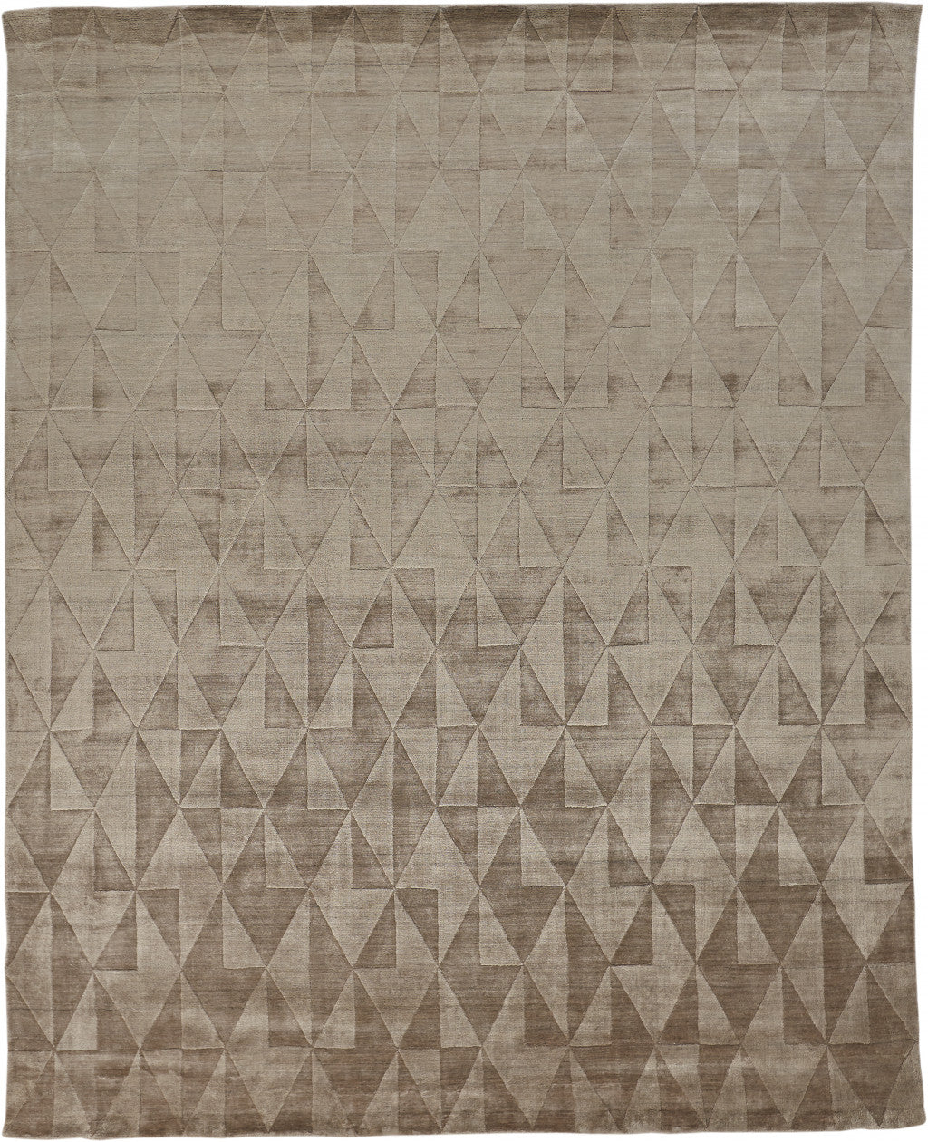 9' X 12' Gray Ivory And Silver Geometric Hand Woven Area Rug