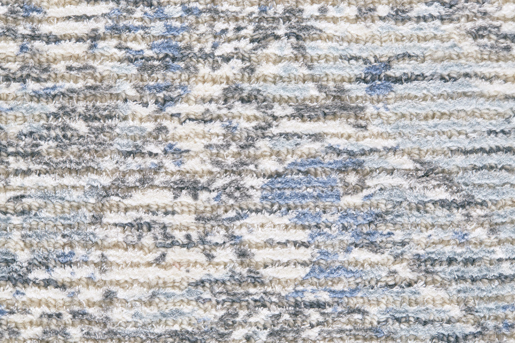 2' X 3' Blue Ivory And Gray Abstract Hand Woven Area Rug