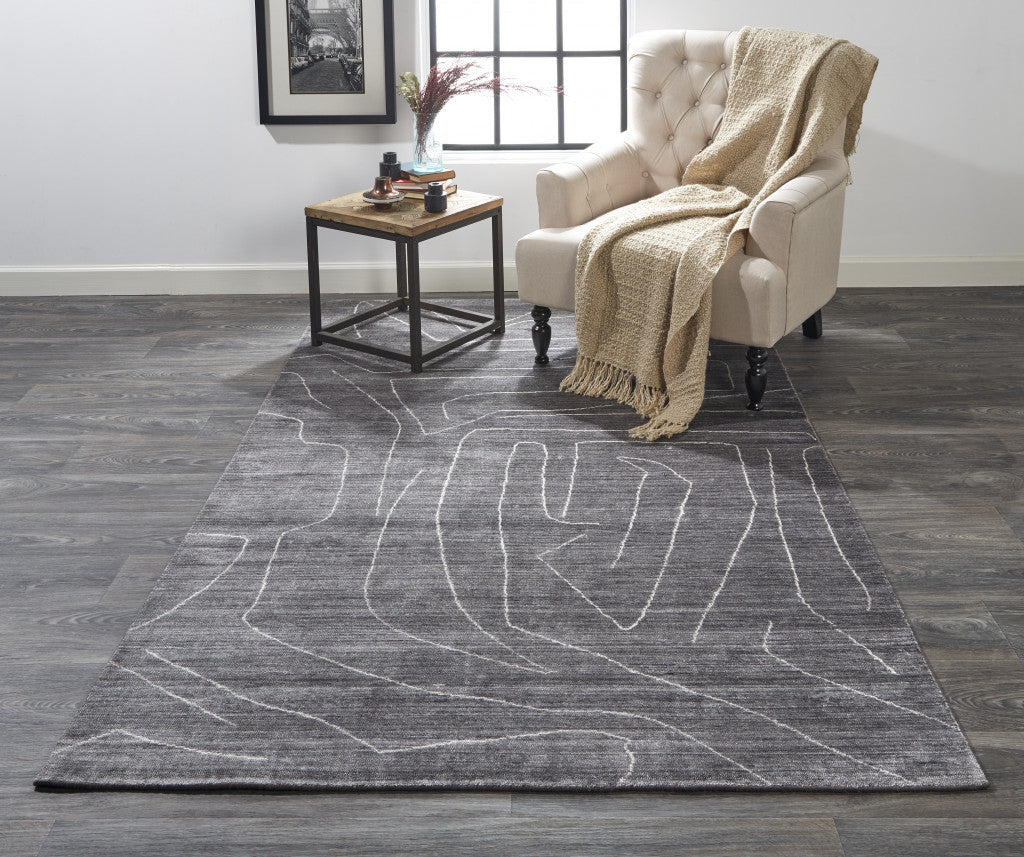 4' X 6' Gray And Ivory Abstract Hand Woven Area Rug