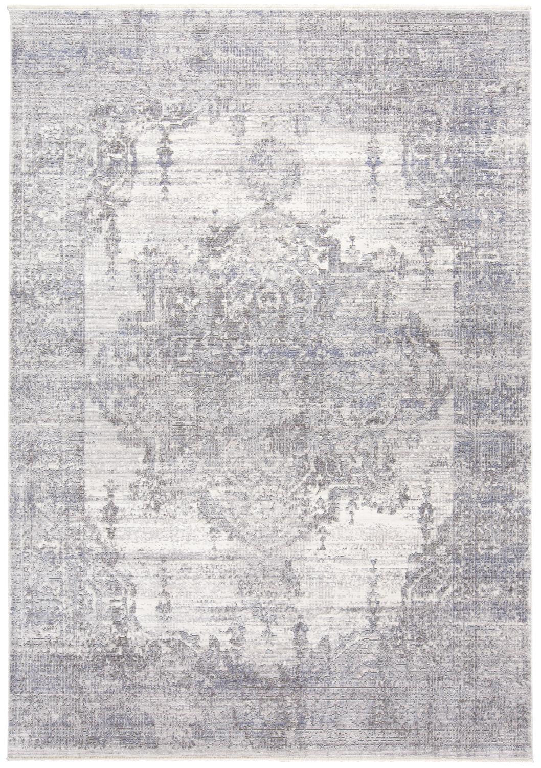 3' X 5' Gray Ivory And Taupe Abstract Distressed Area Rug With Fringe