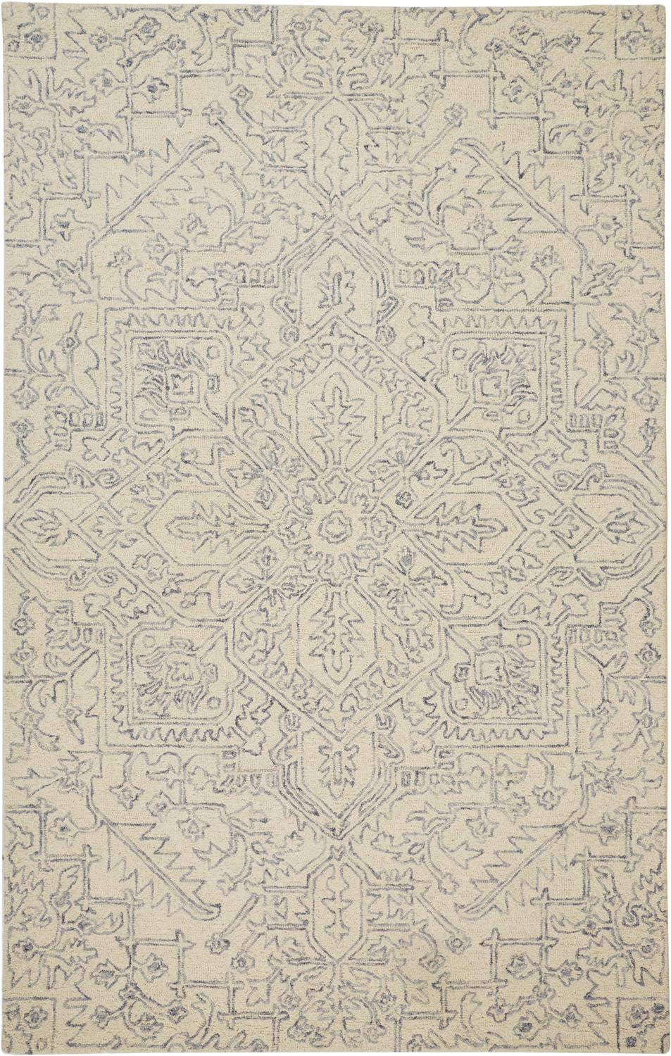 12' X 15' Ivory And Gray Wool Floral Tufted Handmade Area Rug