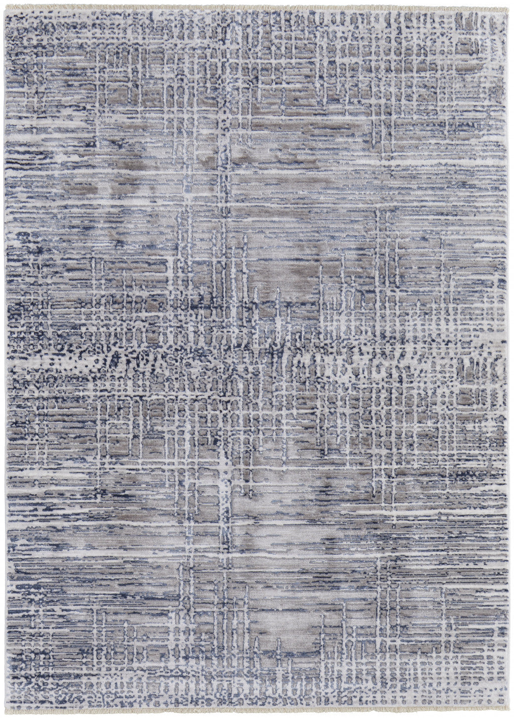 4' X 6' Gray And Blue Abstract Stain Resistant Area Rug