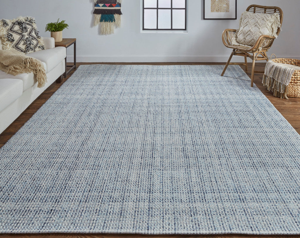 8' X 10' Gray Ivory And Blue Hand Woven Area Rug