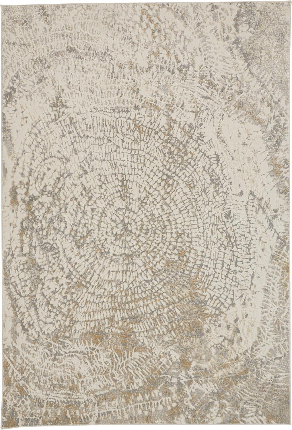 5' X 8' Ivory Tan And Gray Abstract Area Rug