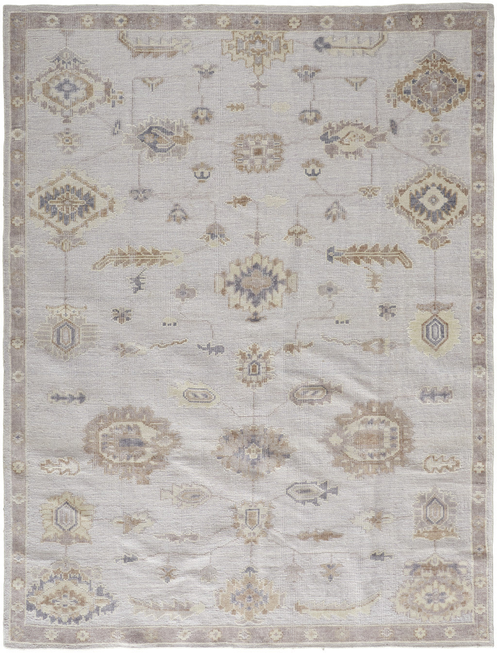 8' X 10' Ivory And Orange Floral Hand Knotted Stain Resistant Area Rug