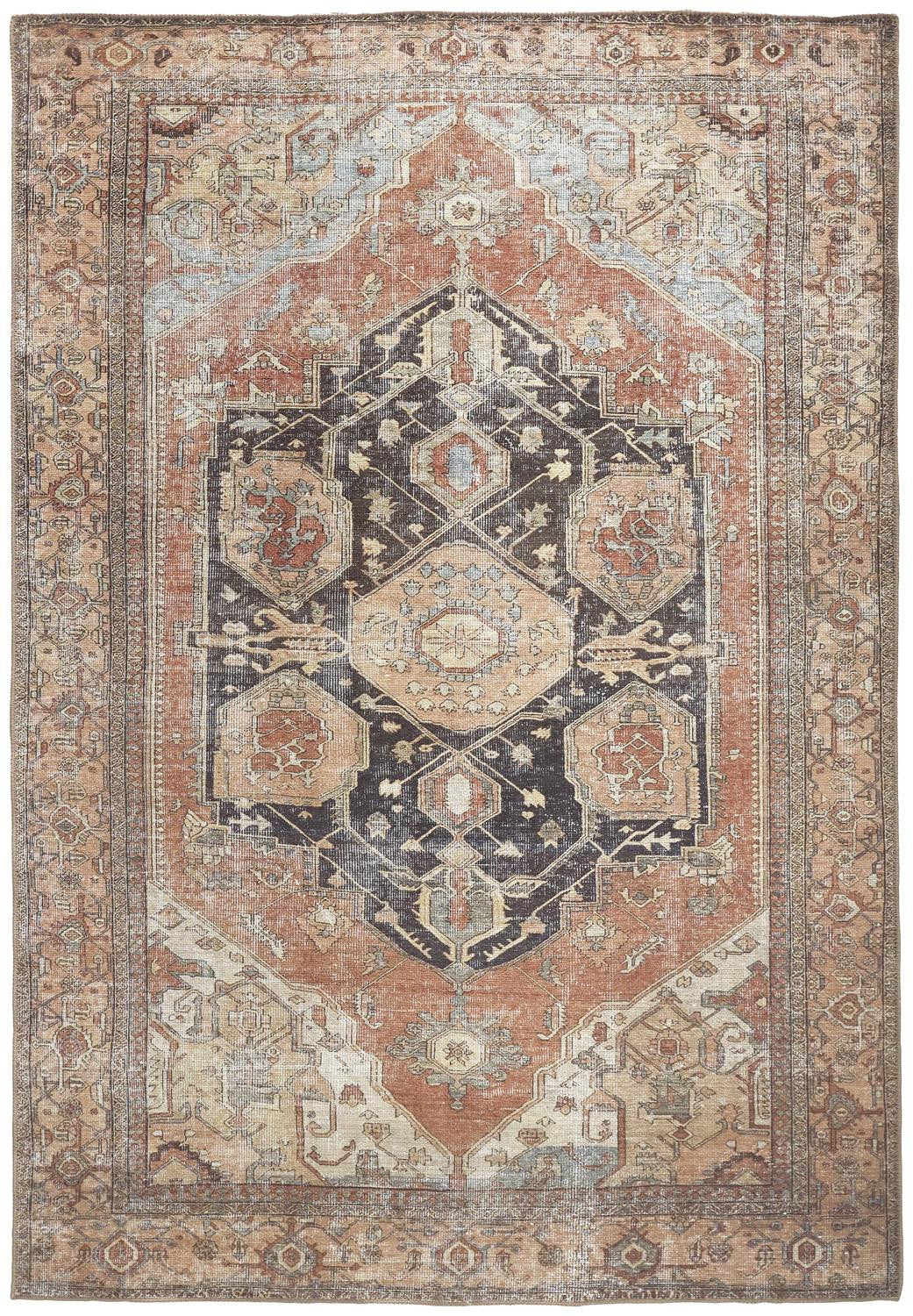 4' X 6' Orange Brown And Taupe Abstract Area Rug