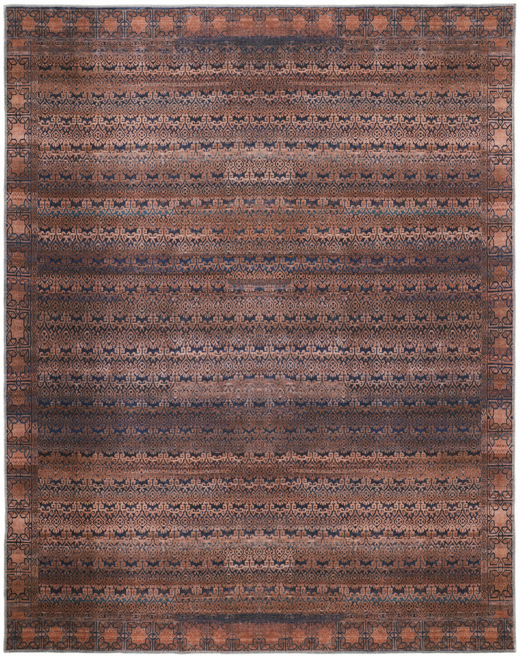 4' X 6' Red Brown And Blue Floral Power Loom Area Rug