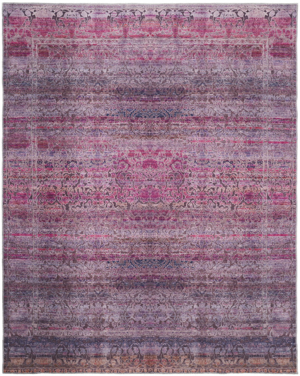 5' X 8' Pink And Purple Floral Power Loom Area Rug