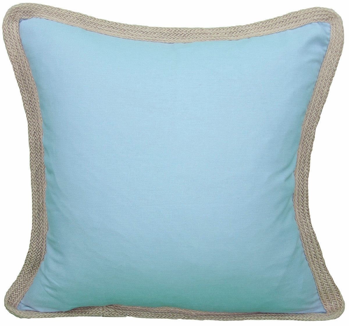 20"x20" Blue and Beige Linen Blend Zippered Pillow