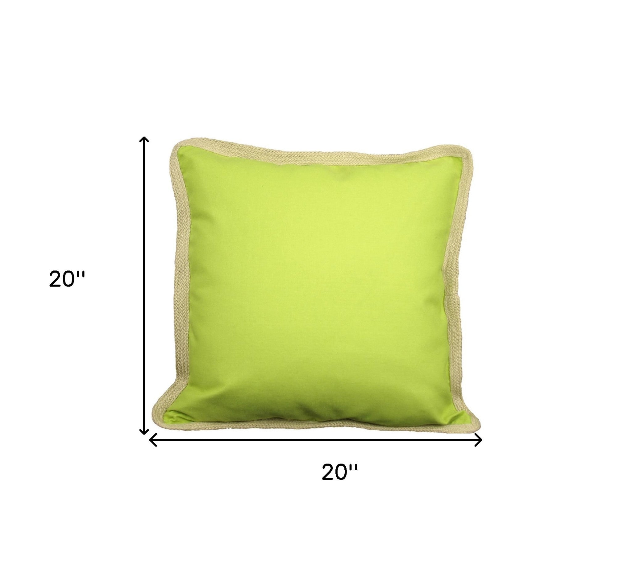 20"x20" Beige and Green Linen Blend Zippered Pillow