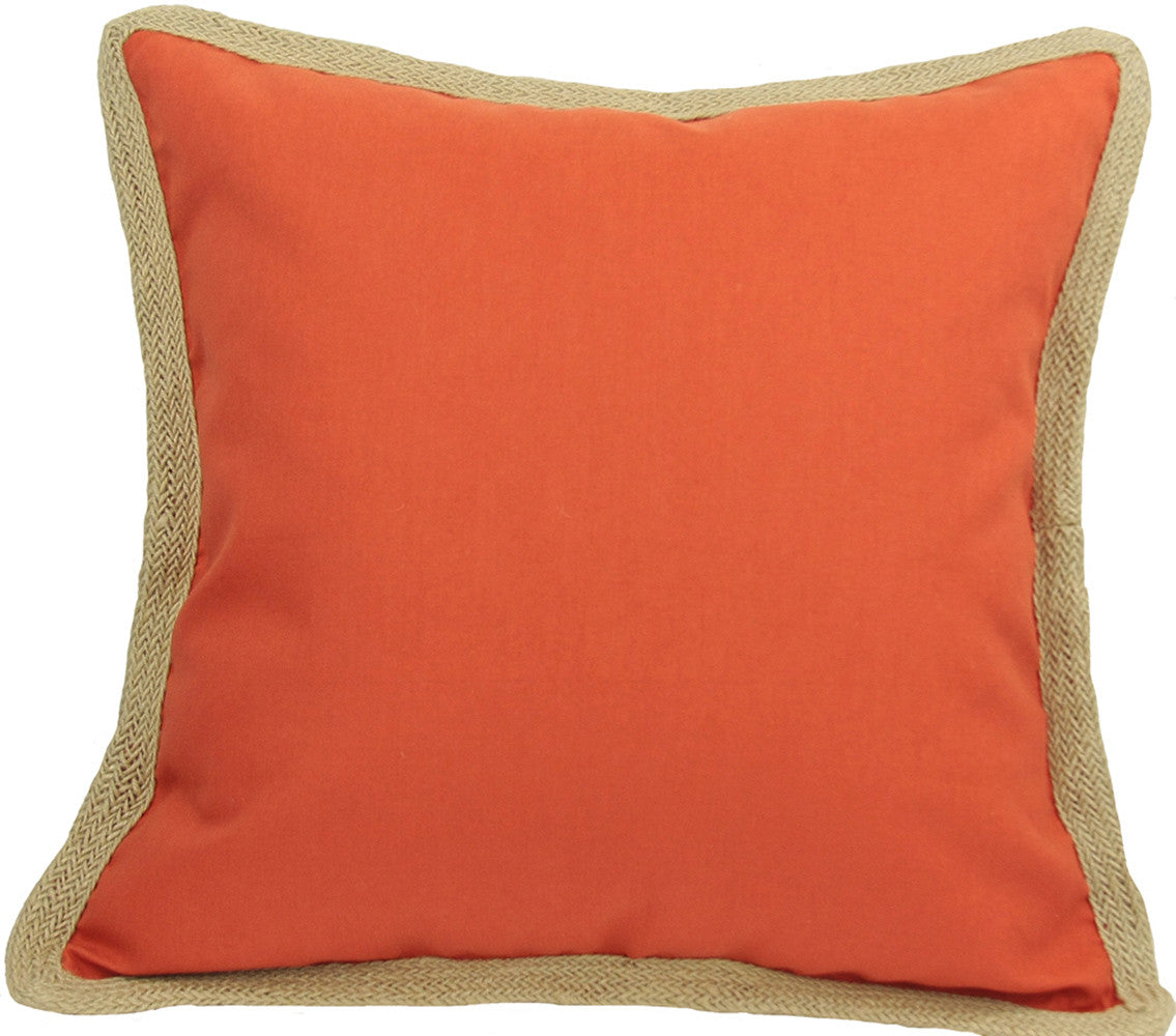 20"x20" Beige and Orange Linen Blend Zippered Pillow