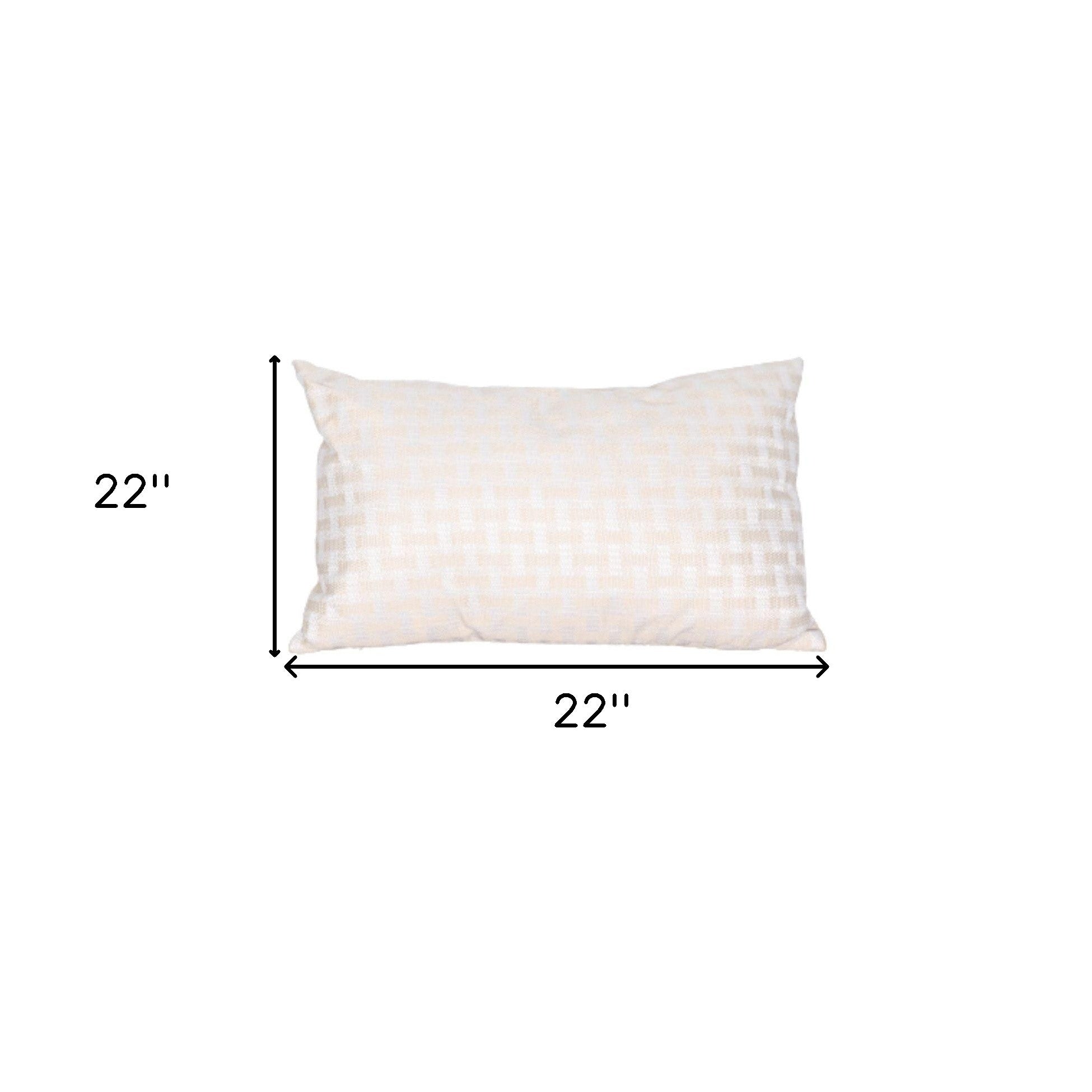 22" X 22" Beige and White Checkered Polyester Zippered Pillow