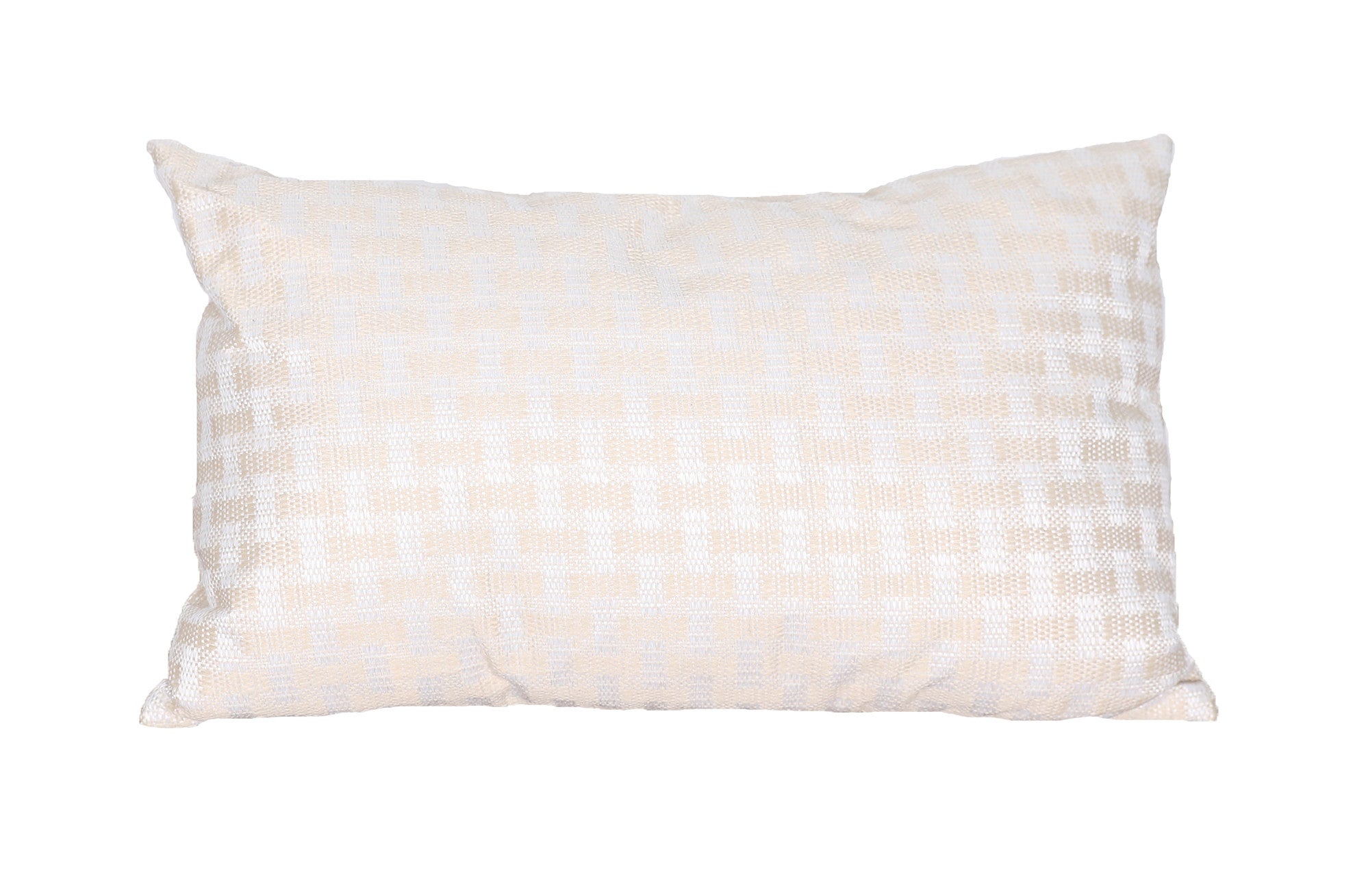 13" X 21" Beige and White Checkered Polyester Zippered Pillow