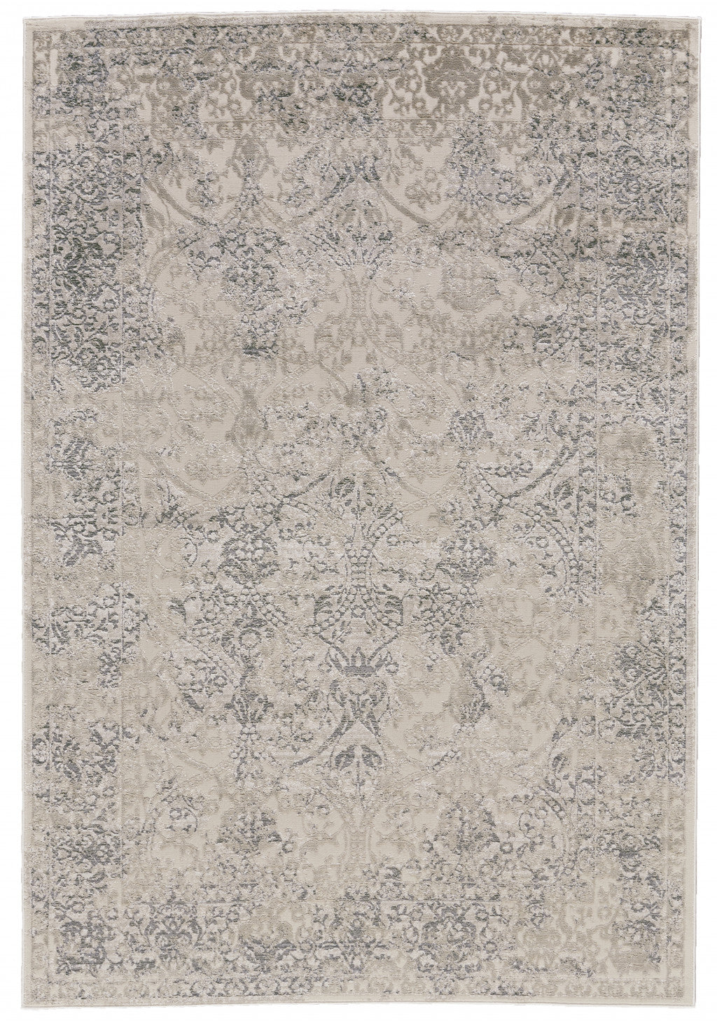 2' X 3' Ivory Gray And Black Abstract Stain Resistant Area Rug