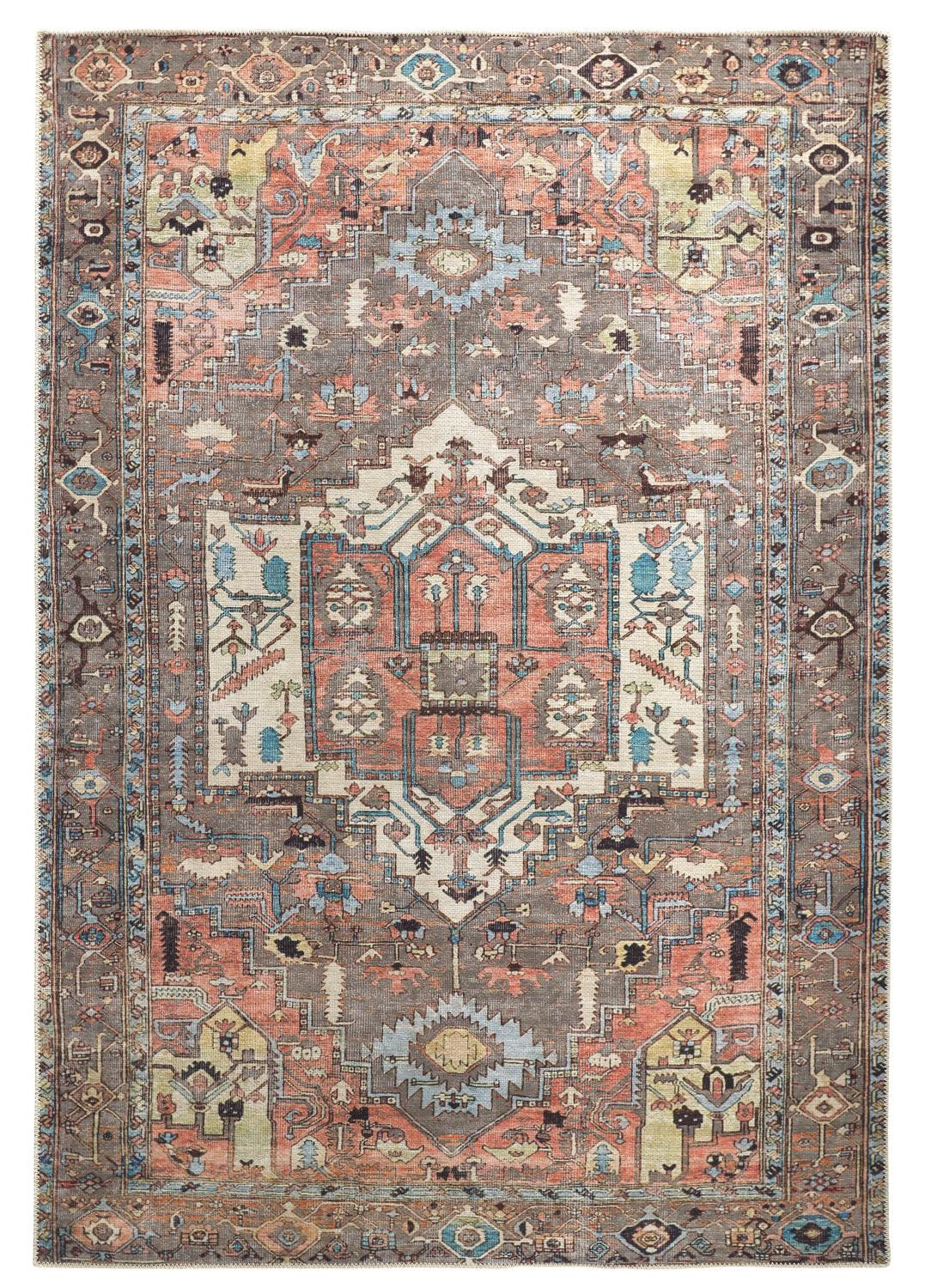 2' X 3' Taupe Red And Brown Floral Area Rug