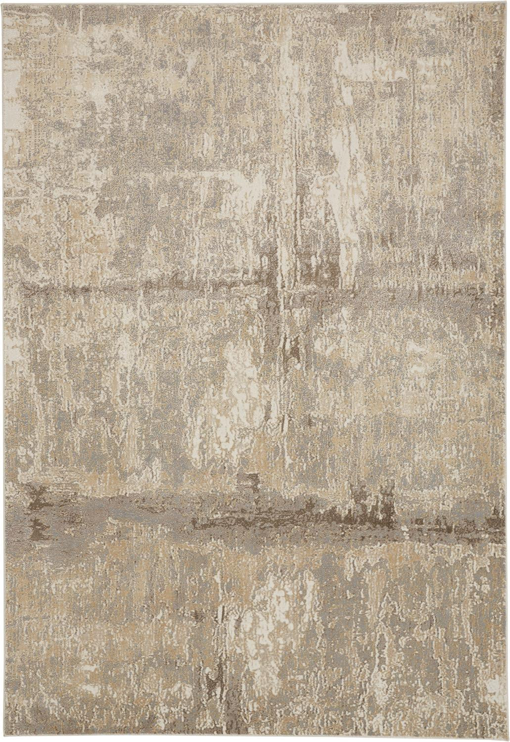 2' X 3' Tan Ivory And Brown Abstract Area Rug