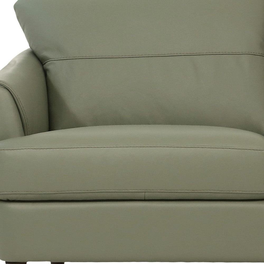 58" Green And Brown Leather Love Seat