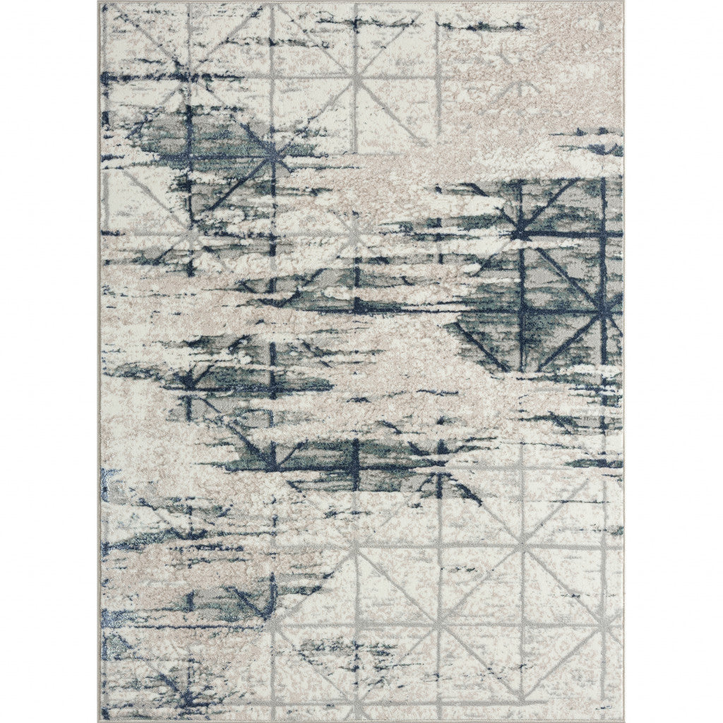 8' X 10' Blue Abstract Stain Resistant Area Rug